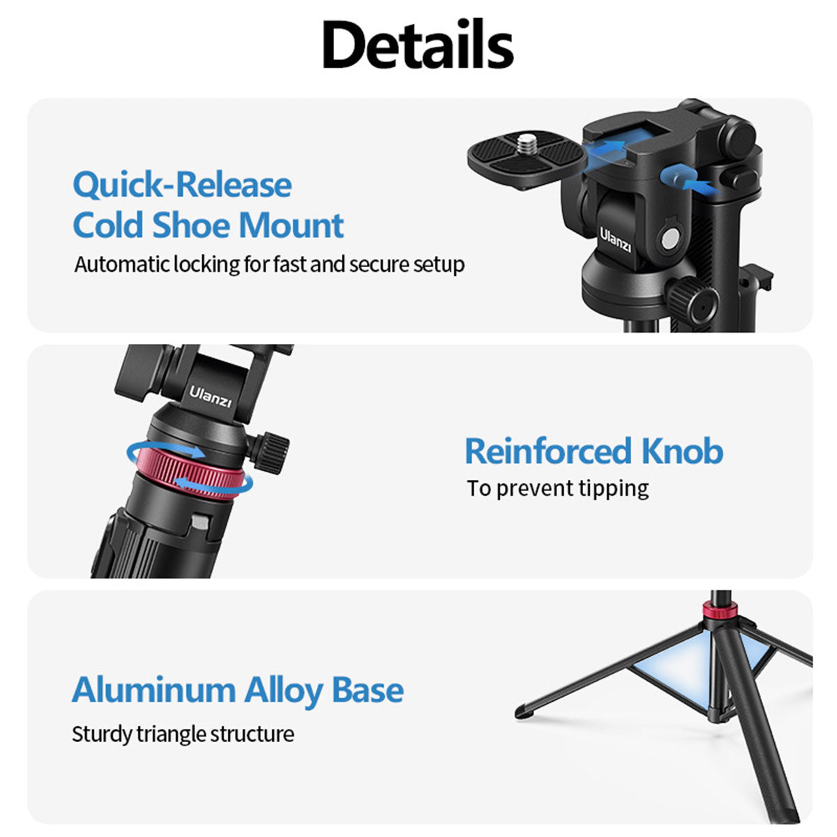 Ulanzi MT-78 Quick-Release Tripod with Cold Shoe Mount