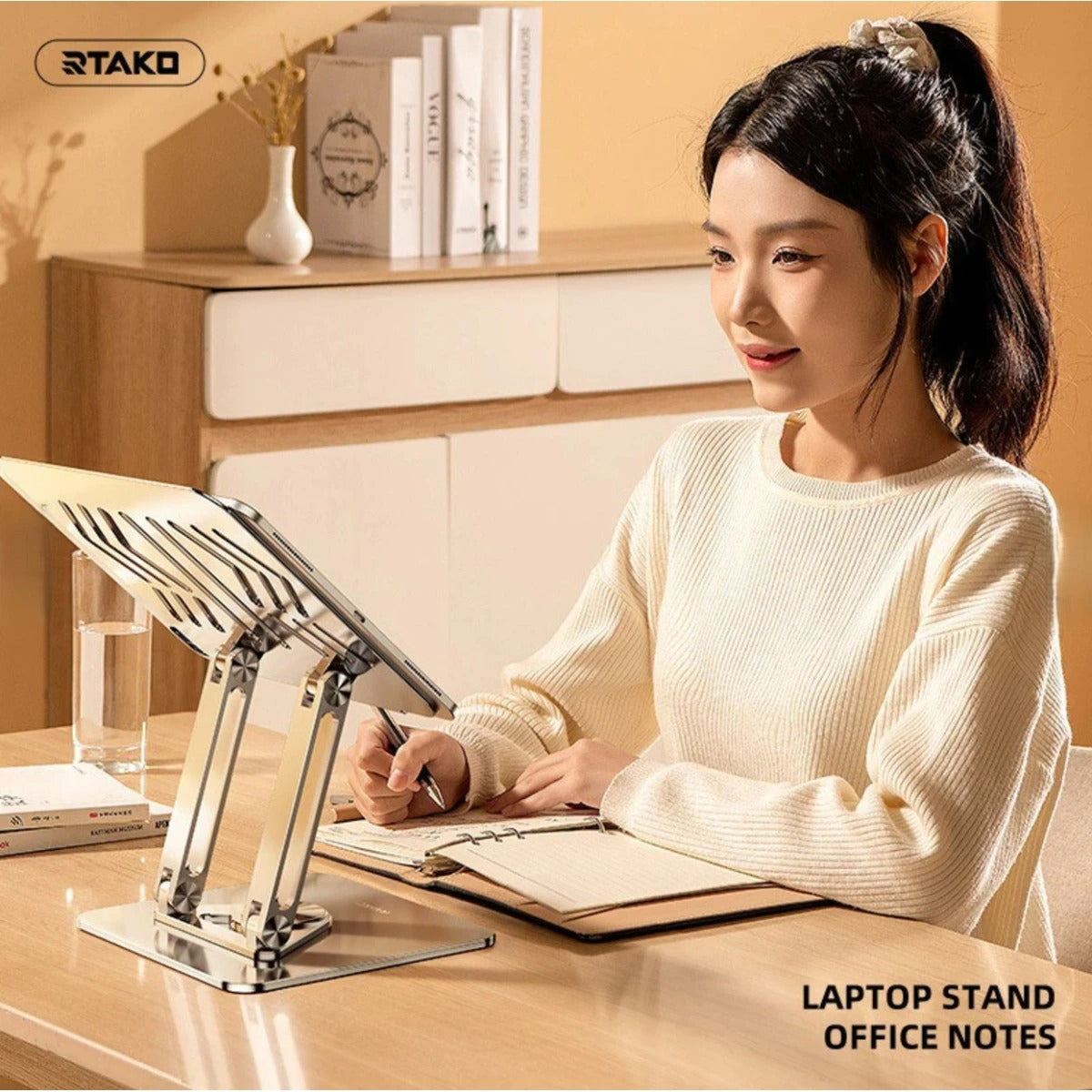 One2World Selection RTAKO RS-CP84S 3-Level Adjustable Laptop Stand with 360 3D Rotating Base