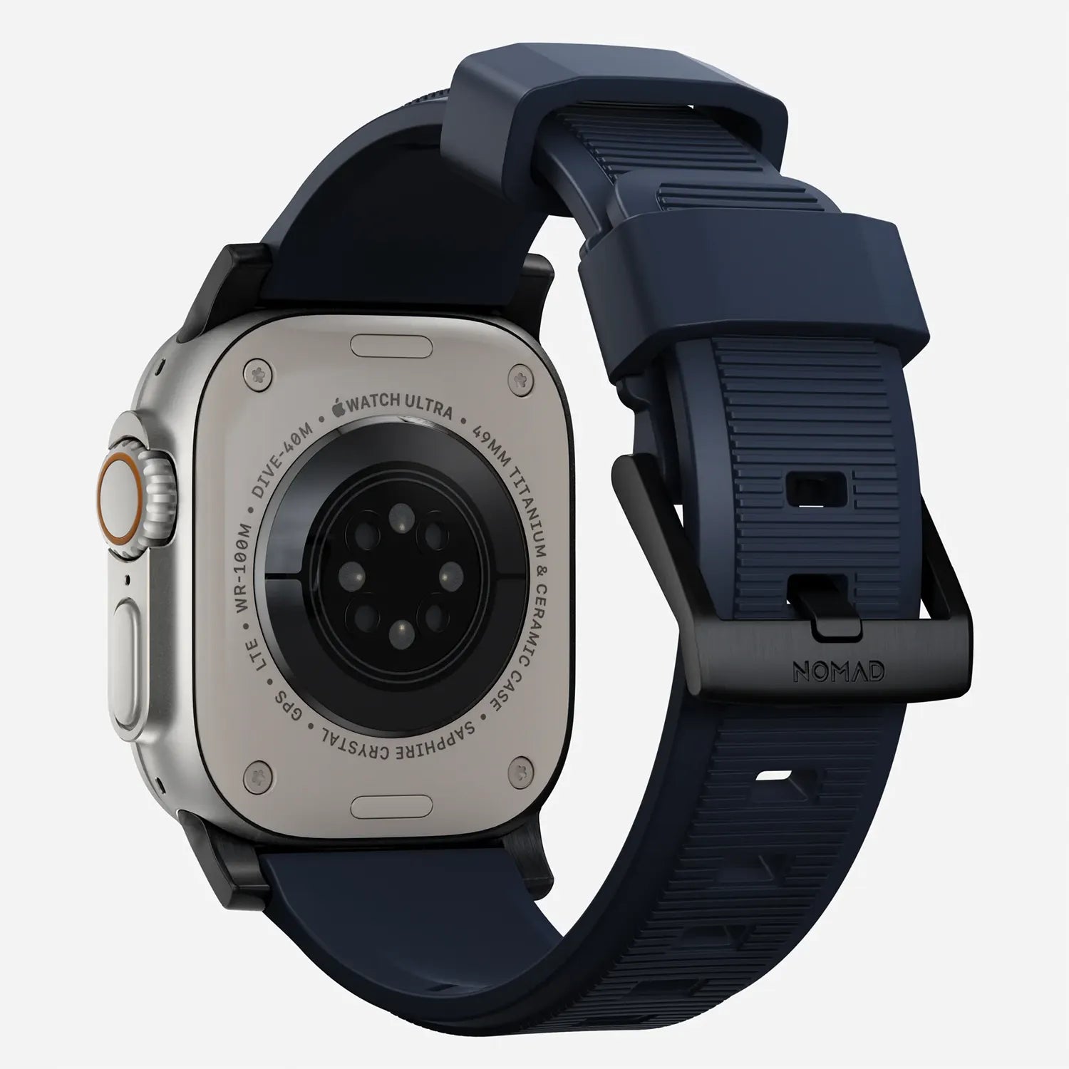 NOMAD Rugged Band for Apple Watch 49mm/45mm/44mm/42mm, Atlantic Blue/Black Hardware