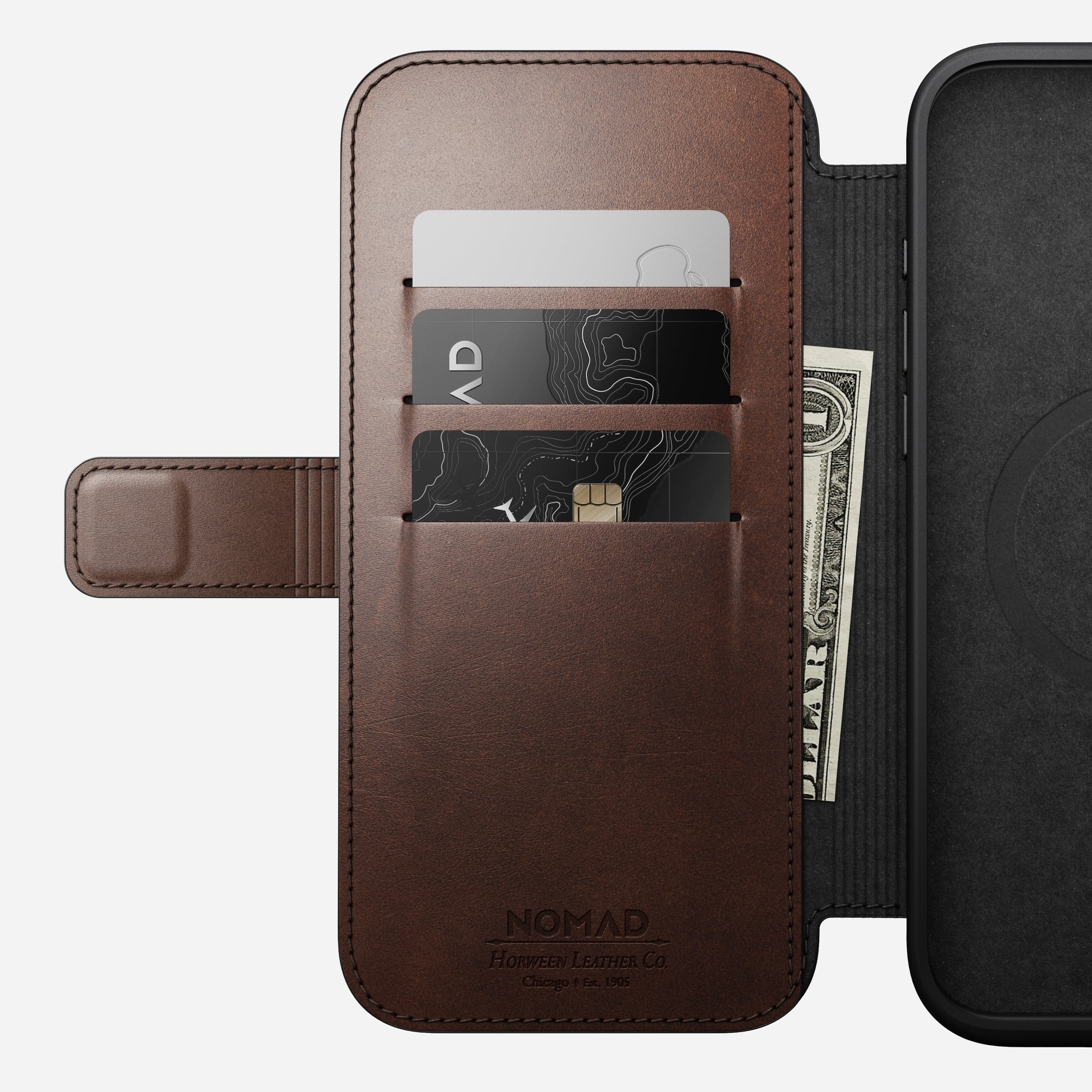 NOMAD Modern Leather Folio Case for iPhone 16 Pro 6.3" / 16 Pro Max 6.9" By Horween® Leather