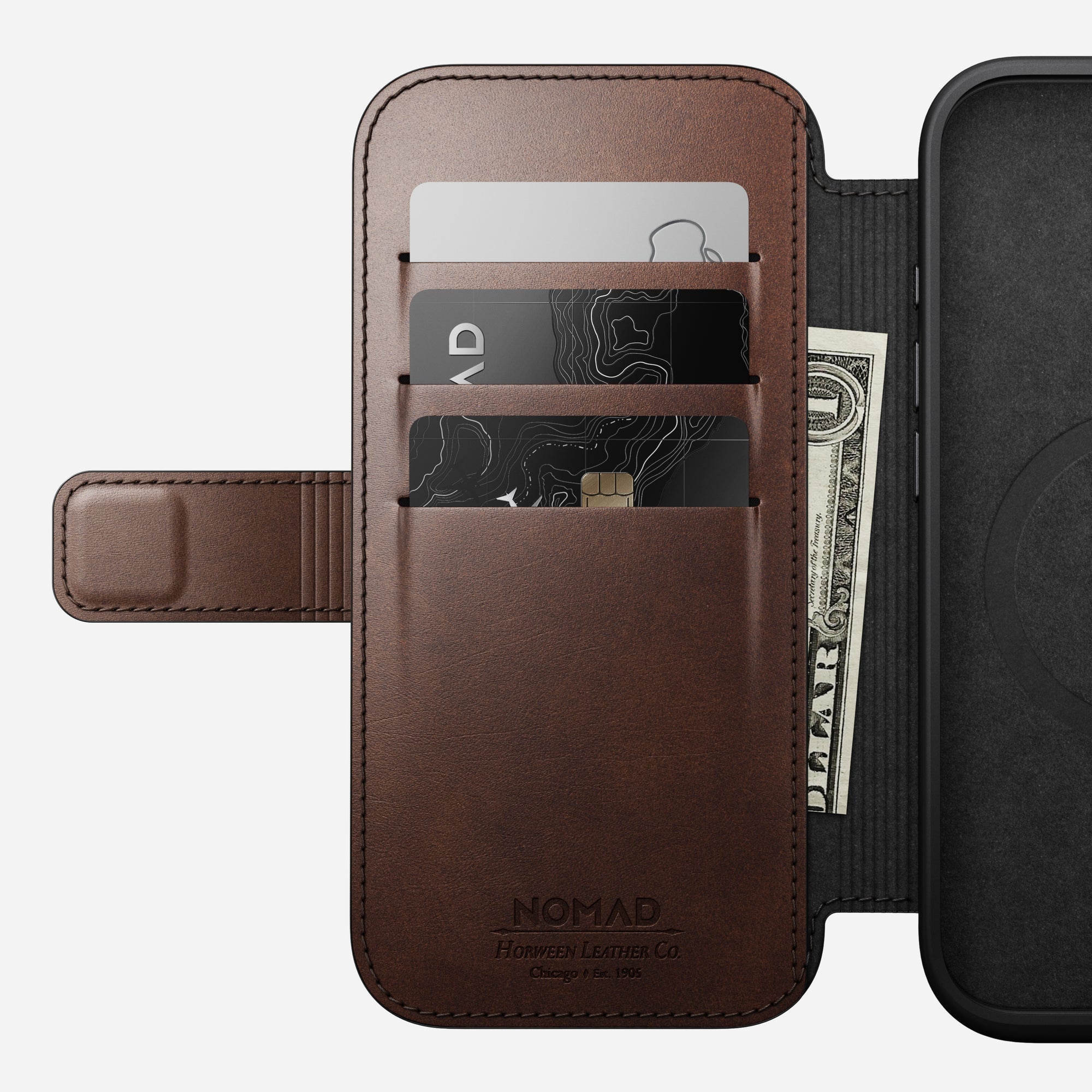 NOMAD Modern Leather Folio Case for iPhone 16 Pro 6.3" / 16 Pro Max 6.9" By Horween® Leather