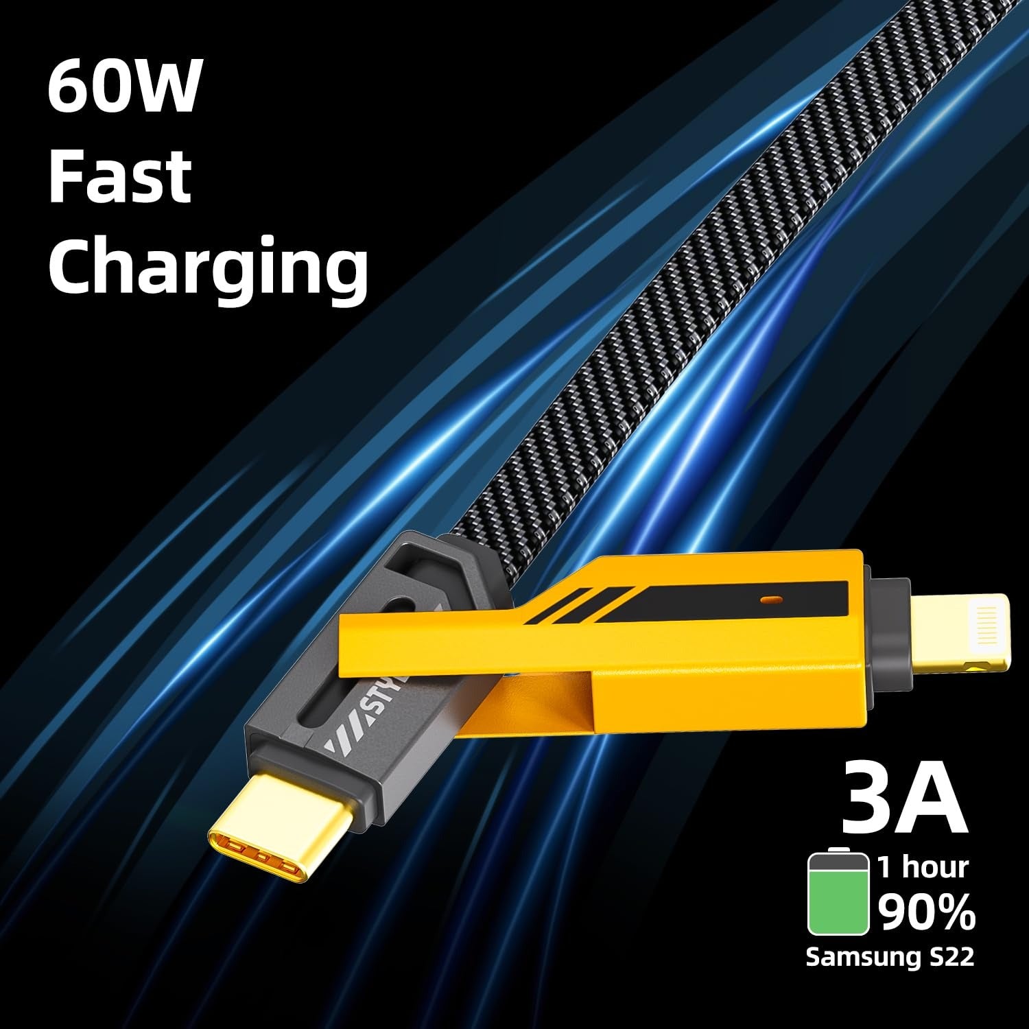 O2W SELECTION Stylepie GT Series C71Y 60W 4-in-1 Fast Charge Data Cable