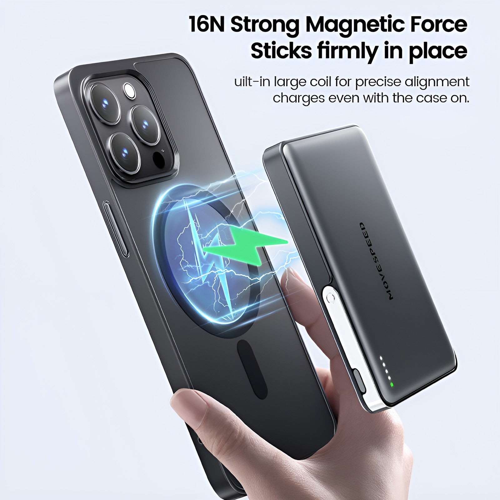 Movespeed PBS10Pro 10000mAh Magnetic Wireless Power Bank with Foldable Stand, 20W Fast Charging & 7.5W Wireless for iPhone