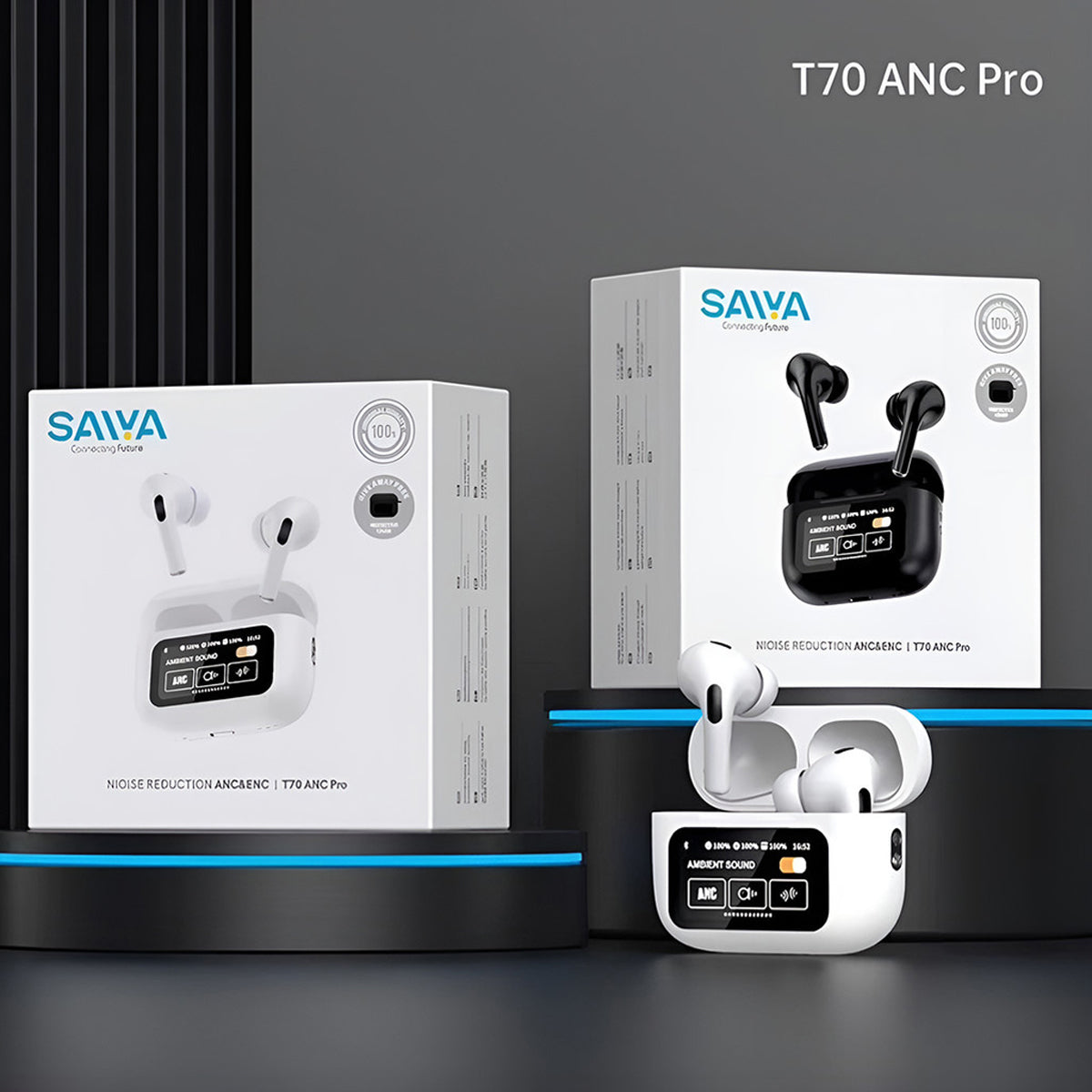 O2W SELECTION SAIYA T70 ANC Pro Wireless Earphone with LED Screen