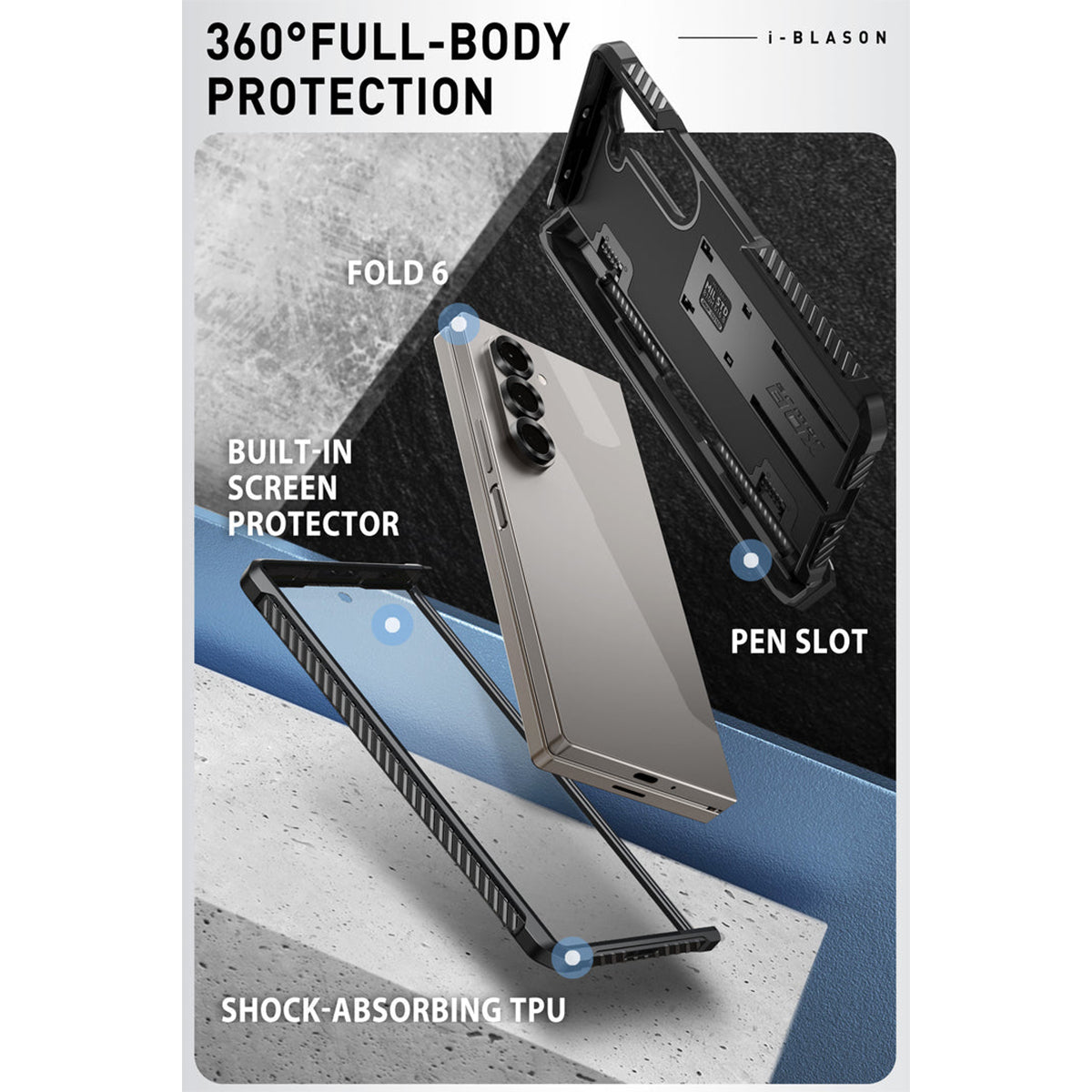 i-Blason Armorbox Series Case for Samsung Galaxy Z Fold 6 5G (2024), [Built-in Screen Protector] Full-Body Rugged Holster Case