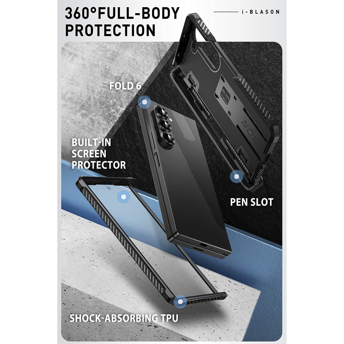 i-Blason Armorbox Series Case for Samsung Galaxy Z Fold 6 5G (2024), [Built-in Screen Protector] Full-Body Rugged Holster Case