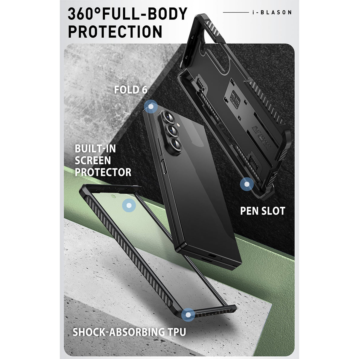 i-Blason Armorbox Series Case for Samsung Galaxy Z Fold 6 5G (2024), [Built-in Screen Protector] Full-Body Rugged Holster Case