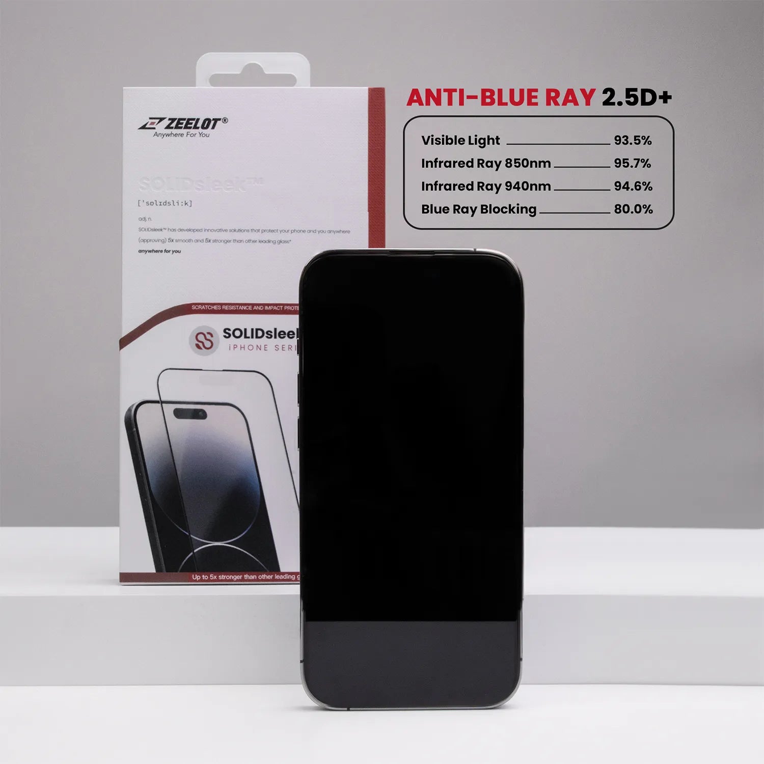ZEELOT SOLIDsleek 2.5D+ Tempered Glass Screen Protector for iPhone 15 Series