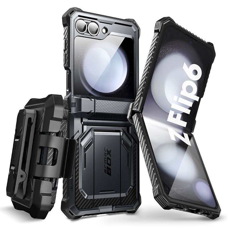 i-Blason Armorbox Series Case for Samsung Galaxy Z Flip 6 5G (2024), [Without Built-in Screen Protector] Full-Body Rugged Holster Case