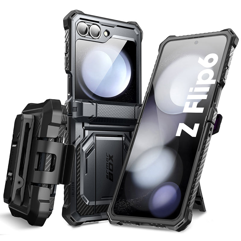 i-Blason Armorbox Series Case for Samsung Galaxy Z Flip 6 5G (2024), [Without Built-in Screen Protector] Full-Body Rugged Holster Case