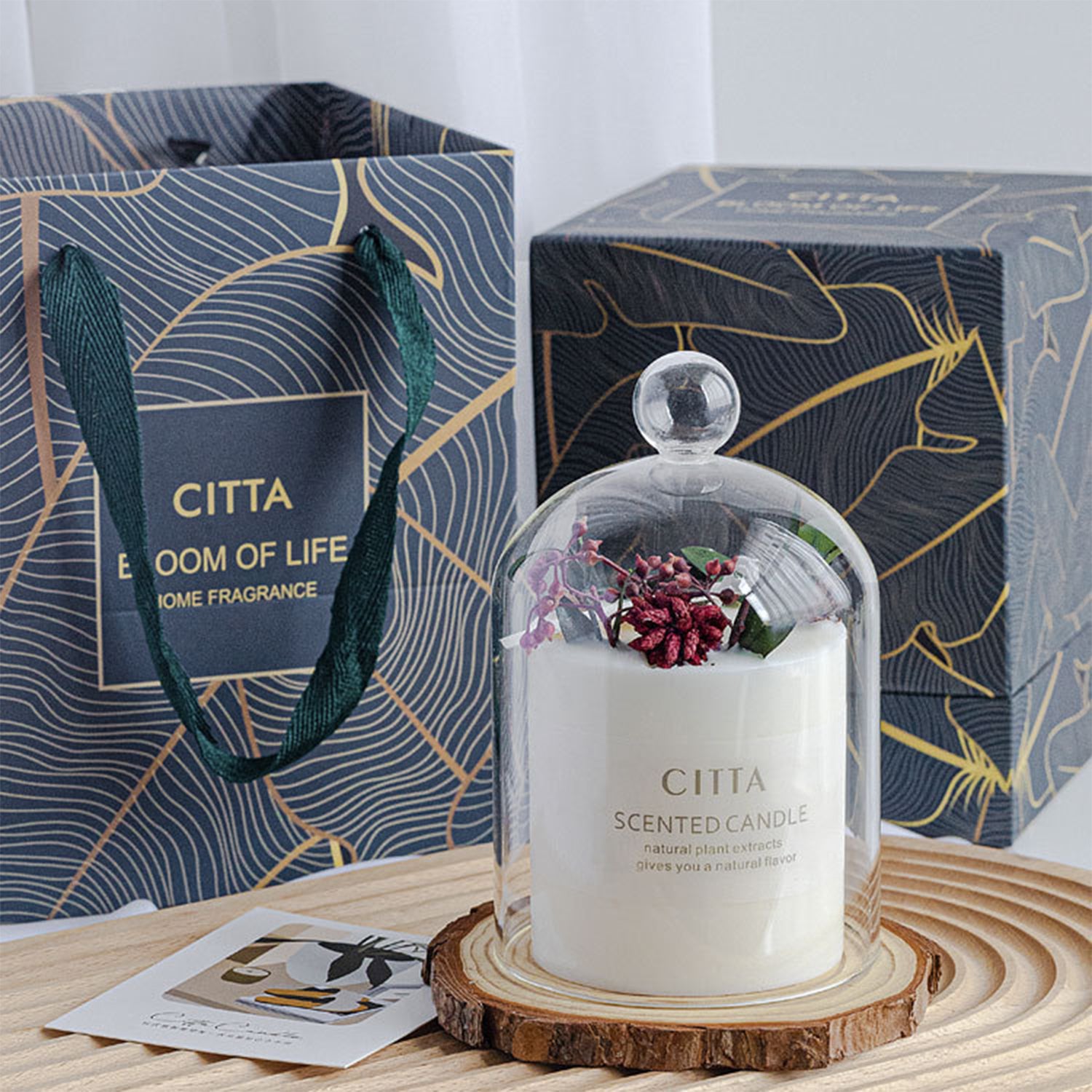 CITTA Forest Series Scented Candle 270G with Dry Flowers Gift Set