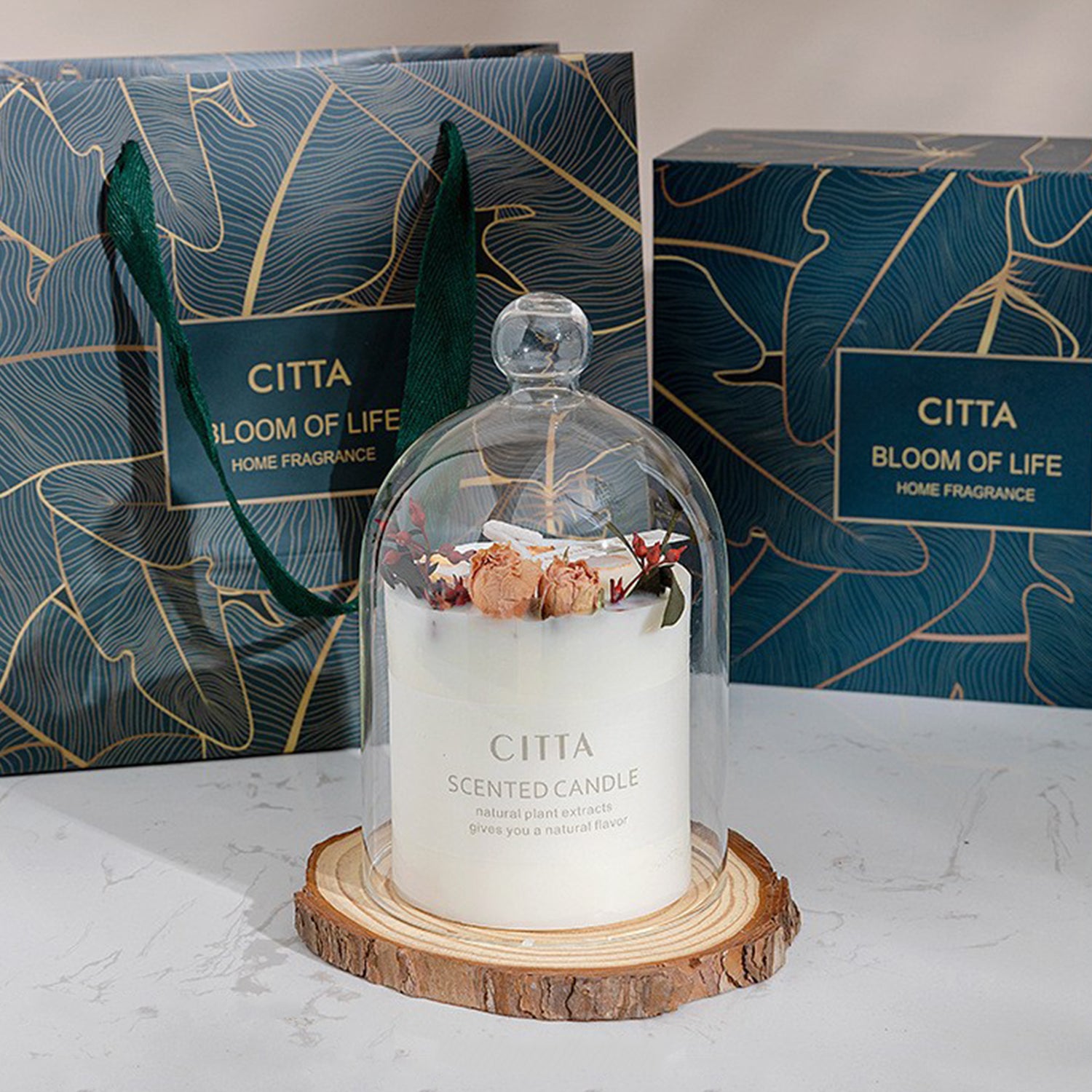 CITTA Forest Series Scented Candle 270G with Dry Flowers Gift Set
