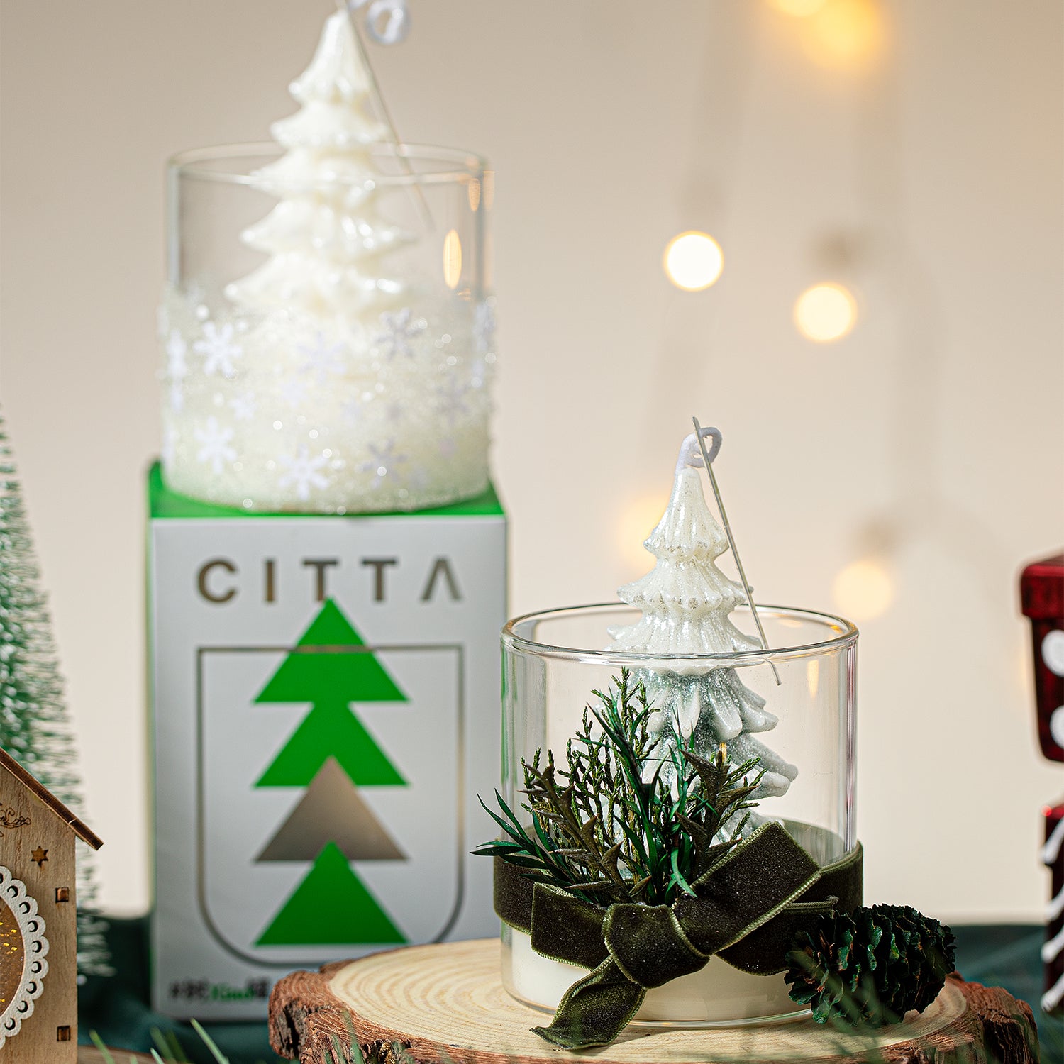 CITTA Snow Velvet Christmas Tree 320G Scented Candle Home Fragrance Aromatherapy Christmas Gift Door Gift, Christmas Tree