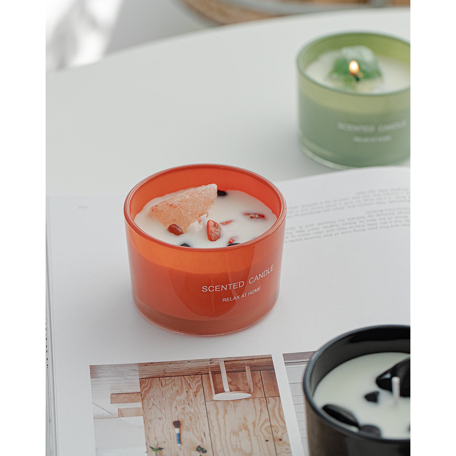 CITTA Love Series Crystal Stone Scented Candle Aromantic Natural Soy Wax 80G Home Fragrance Aromatherapy Door Gift