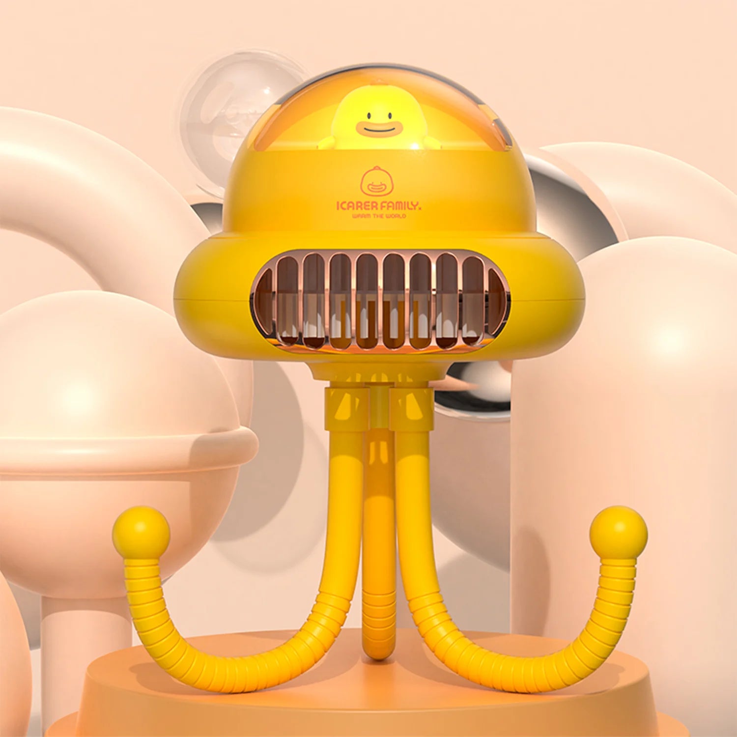 iCarer Family® Octopus Adjustable Arm Baby Fan Shaking Head Stroller Fan Leafless Octopus Silent Portable Mini Fan with 4000mAh Battery