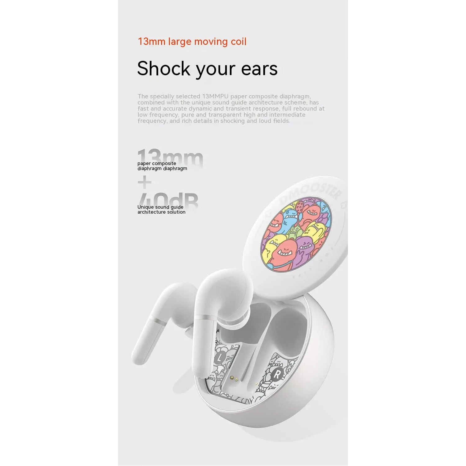 O2W SELECTION DMOOSTER D08 In-Ear ANC+ENC Active Noise Cancelation  Bluetooth Sports Wireless Earphones, White