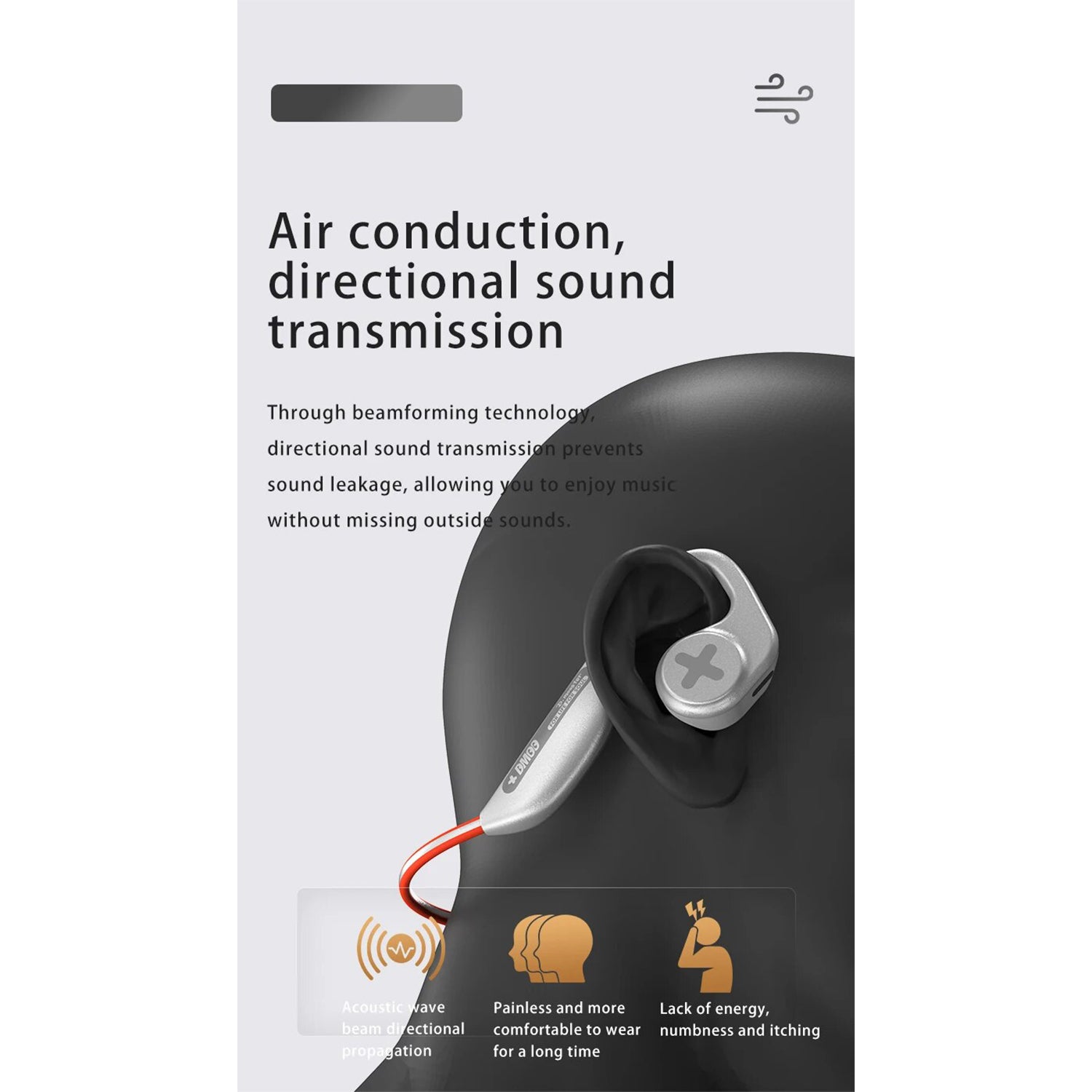 O2W SELECTION DMOOSTER D07 Pro DNC Noise Reduction Open-Ear Bluetooth Sports Wireless Earphones With Reflective Strip