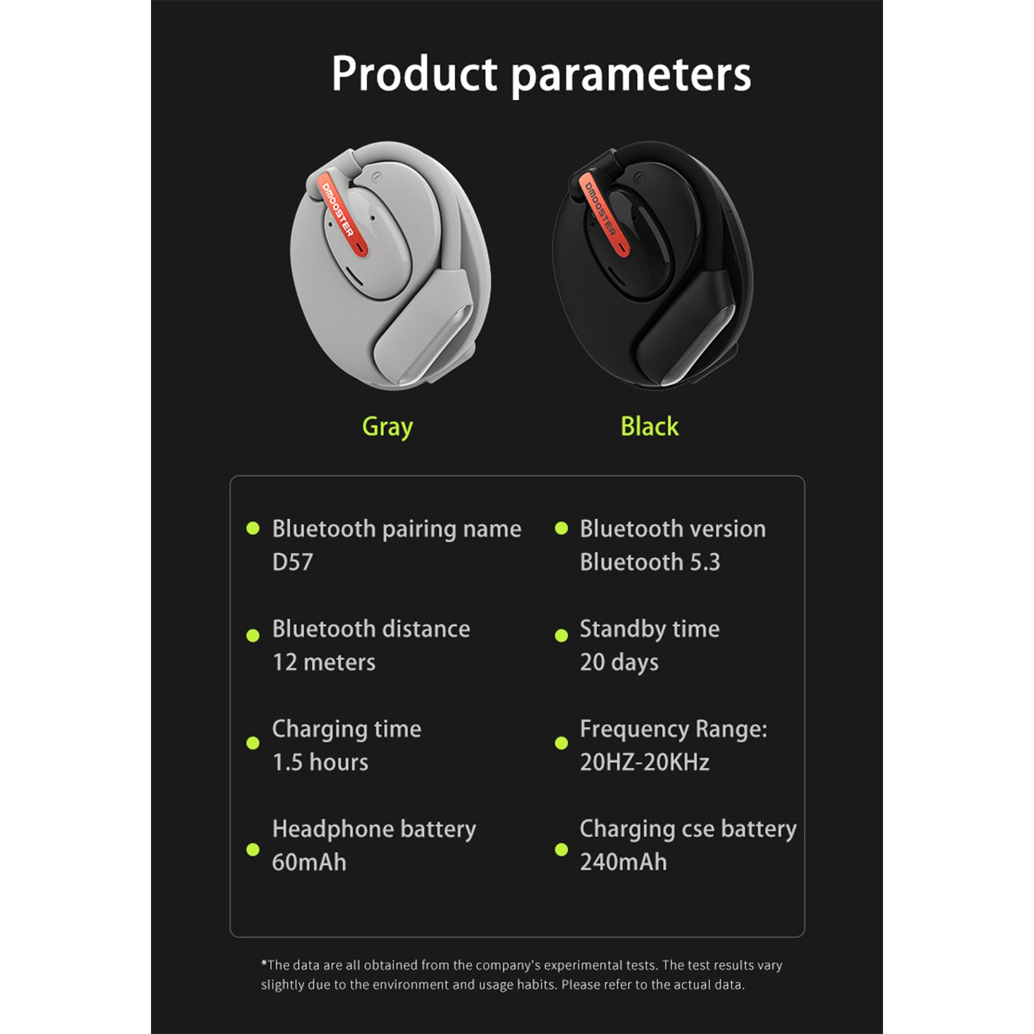 O2W SELECTION DMOOSTER D57 Open-Ear Bluetooth 5.3 Wireless Earphones