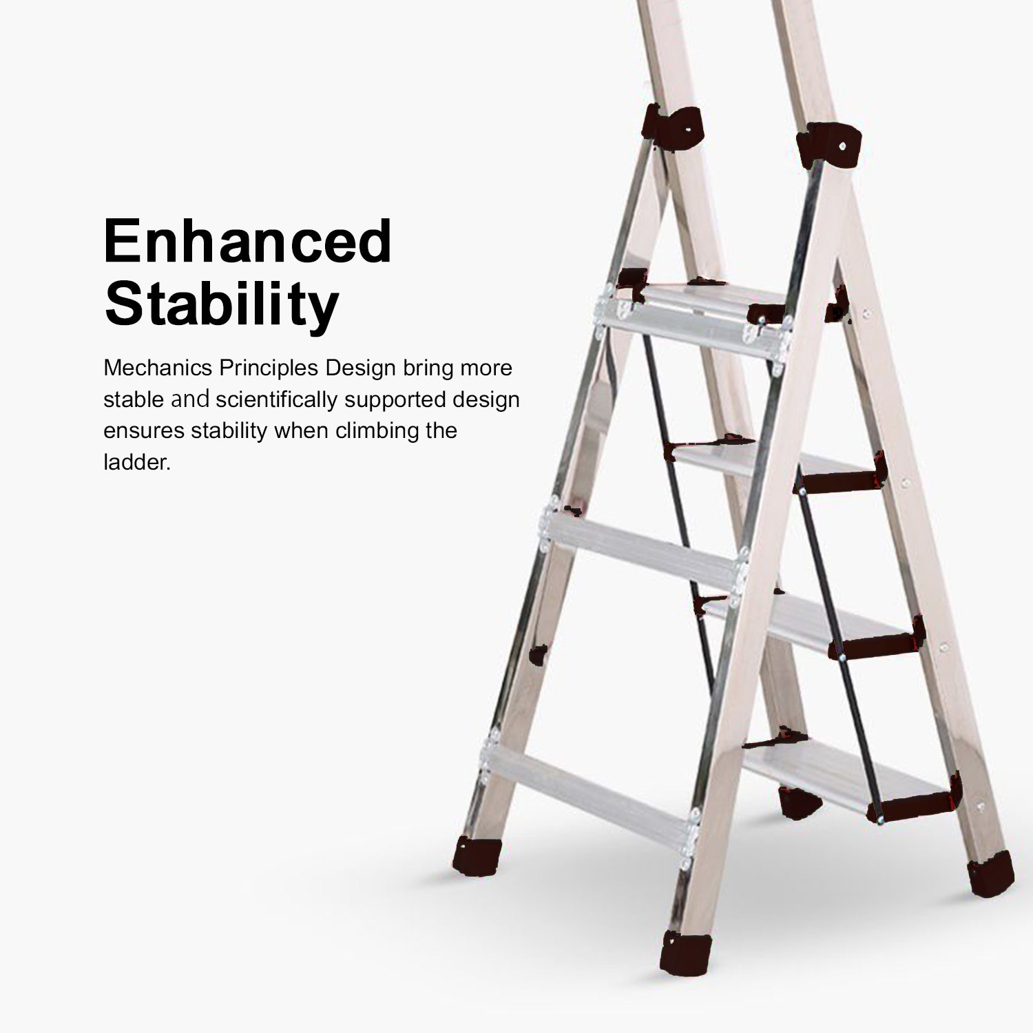 Foldable Aluminium 4/5/6 Step Large Board Ladder with D Handle Lightweight Wide Steps | Foldable | Space Saving | Large | Secure
