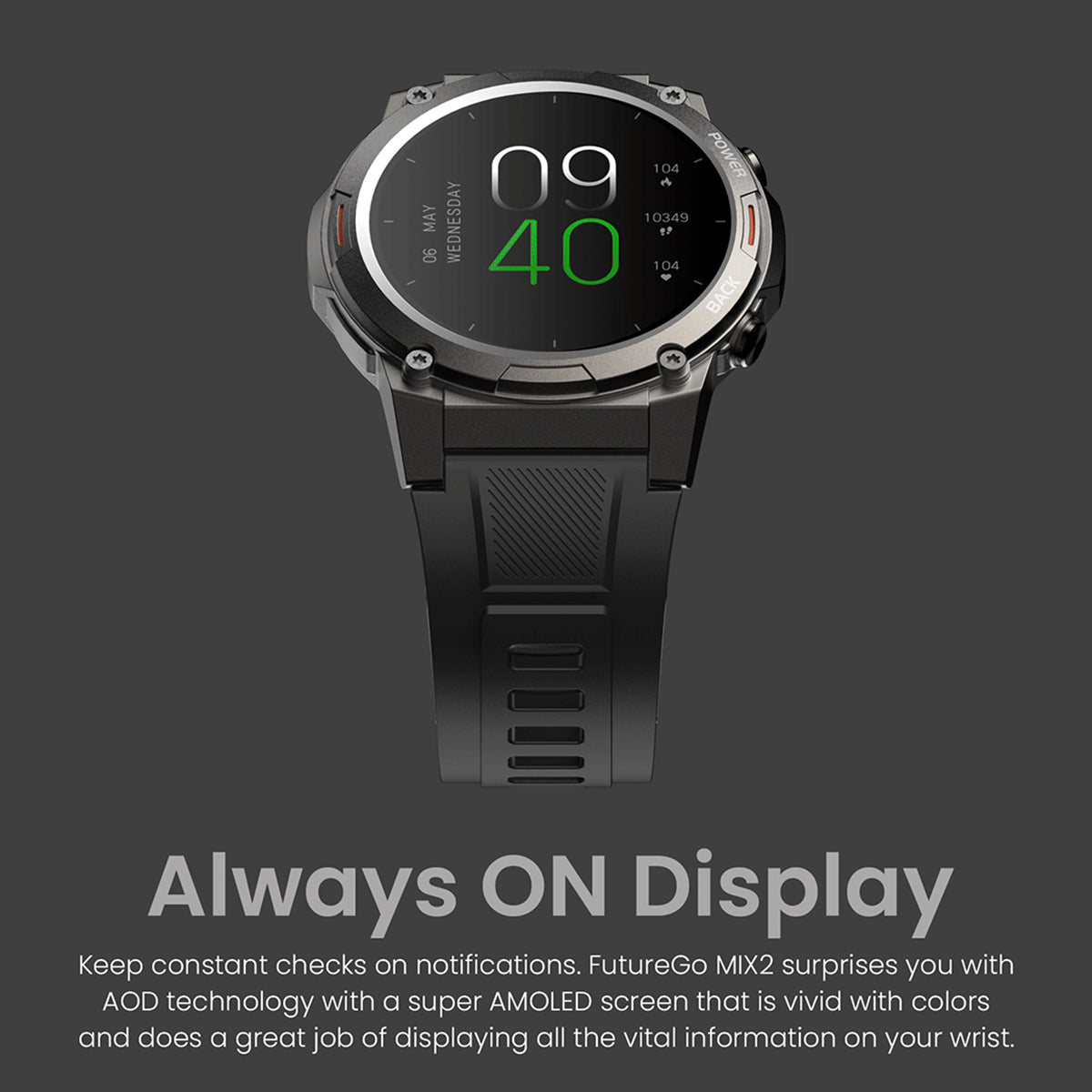 O2W SELECTION HIFUTURE FutureGo Mix2 Amoled Rugged Sports Smartwatch