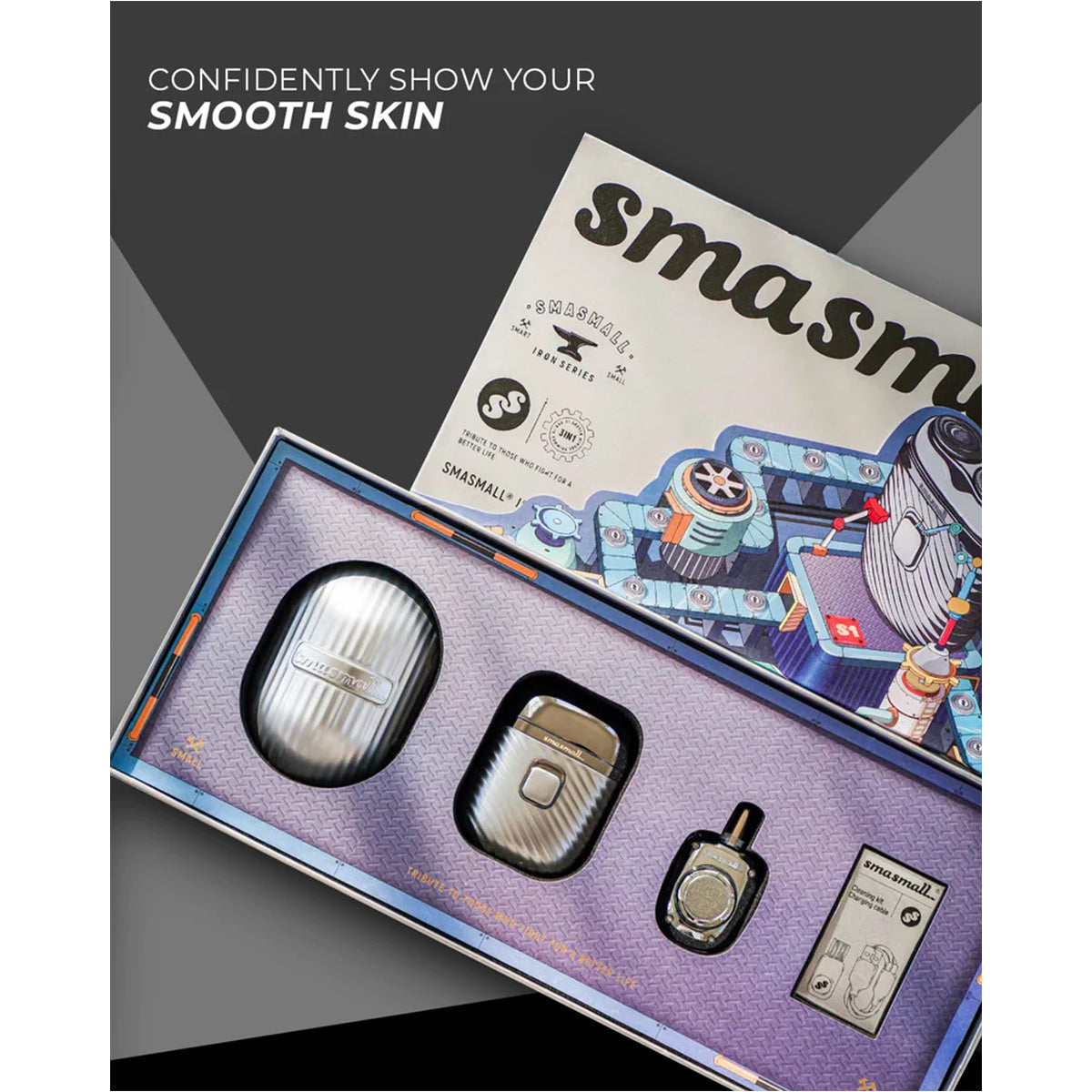 O2W SELECTION Smasmall Gentlemen Series 3-in-1 Electric Shaver, Nose Trimmer, Space Egg Box, Silver