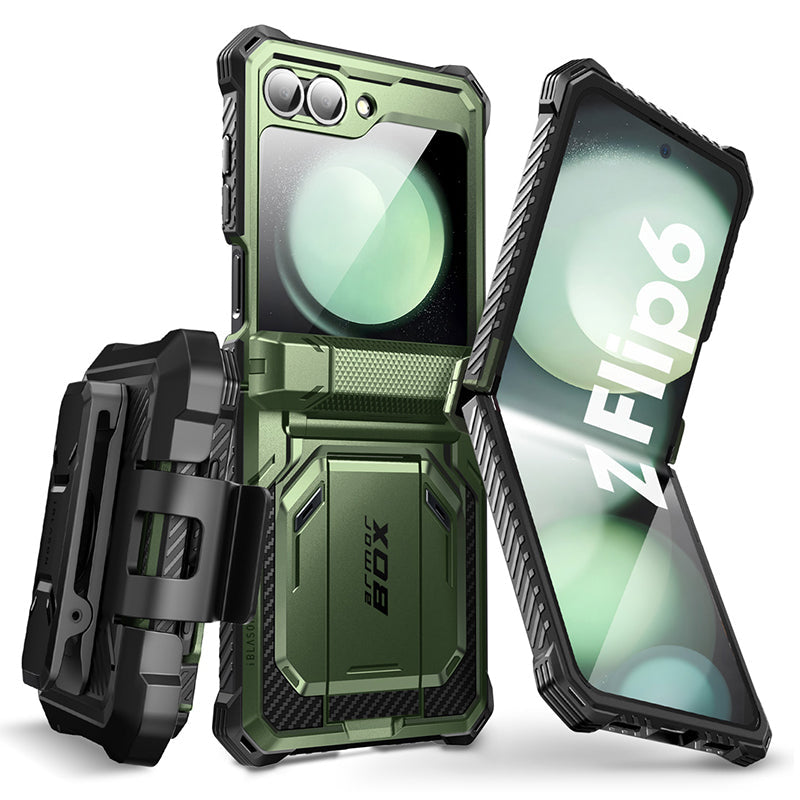 i-Blason Armorbox Series Case for Samsung Galaxy Z Flip 6 5G (2024), [Without Built-in Screen Protector] Full-Body Rugged Holster Case