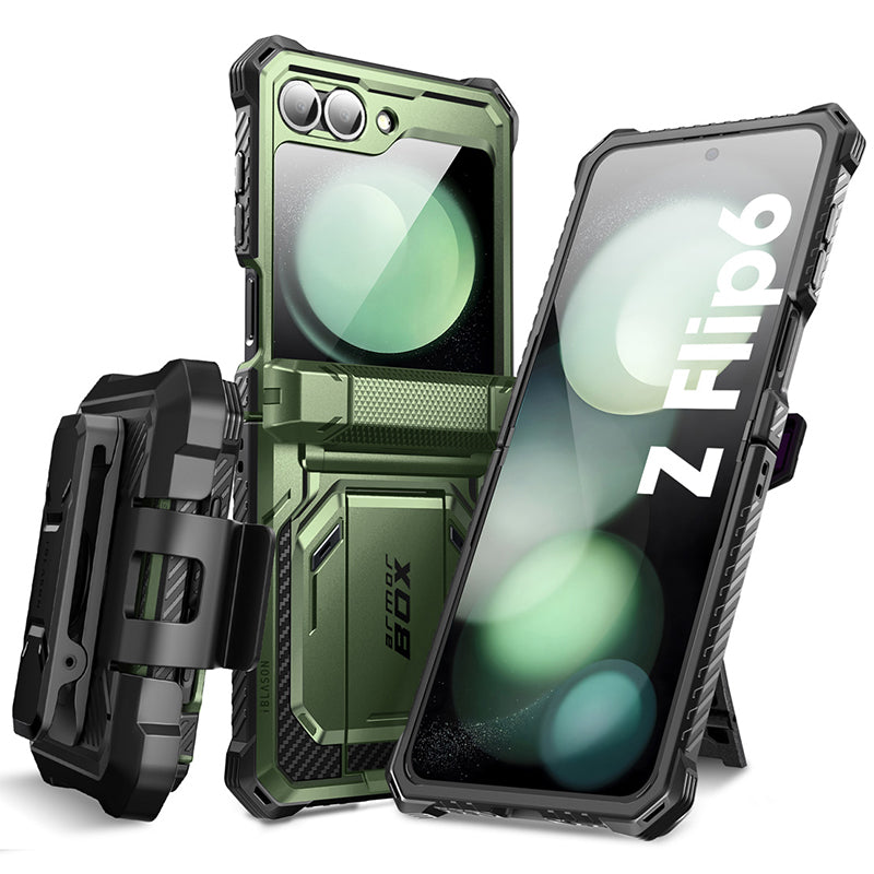 i-Blason Armorbox Series Case for Samsung Galaxy Z Flip 6 5G (2024), [Without Built-in Screen Protector] Full-Body Rugged Holster Case