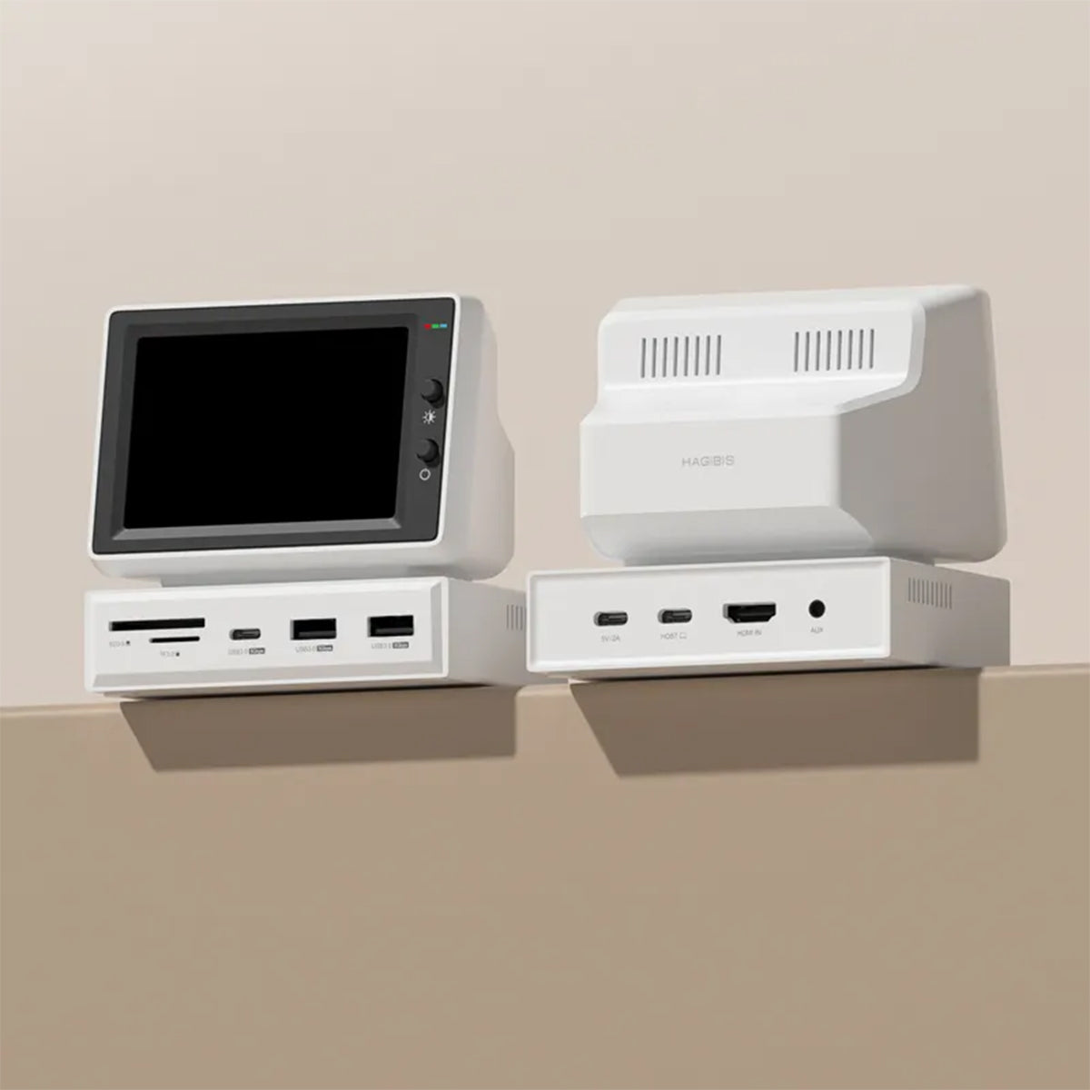 O2W SELECTION HAGIBIS X86 Mini Monitor 8-in-1 USB-C Docking Station, White