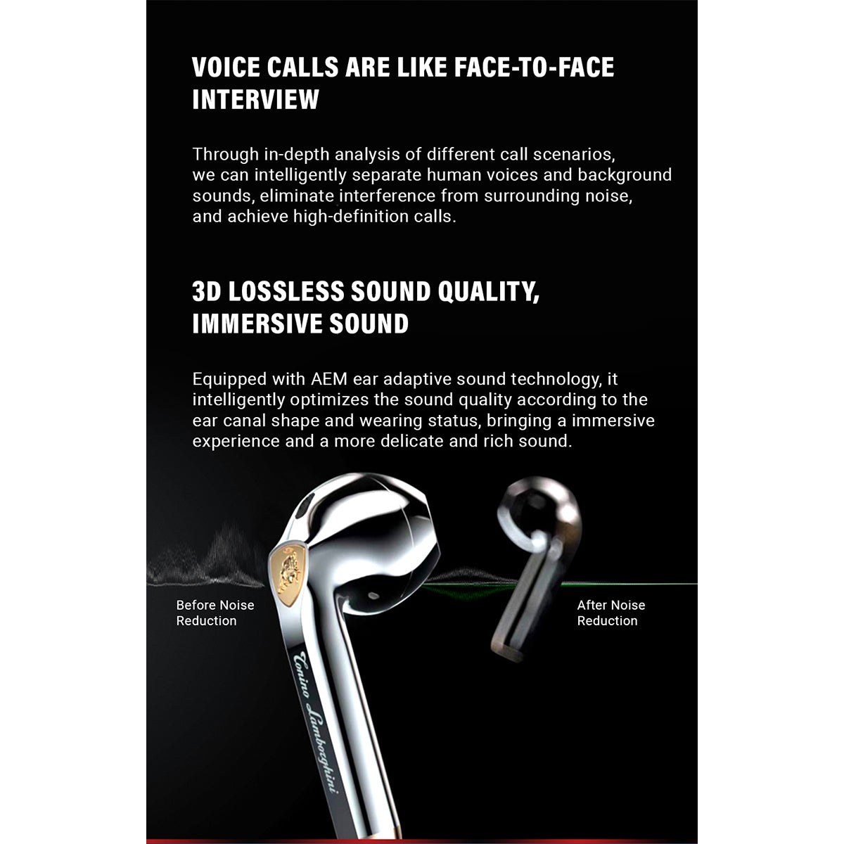 TONINO LAMBORGHINI Luxury TL69 Musician Bluetooth Earphones