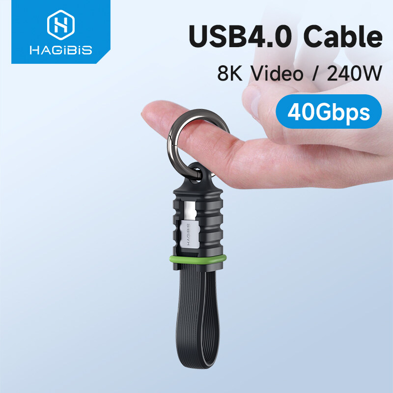 O2W SELECTION HAGIBIS UCD4G 240W USB-C to C Keychain Cable, USB 4.0 8K Video 40Gbps