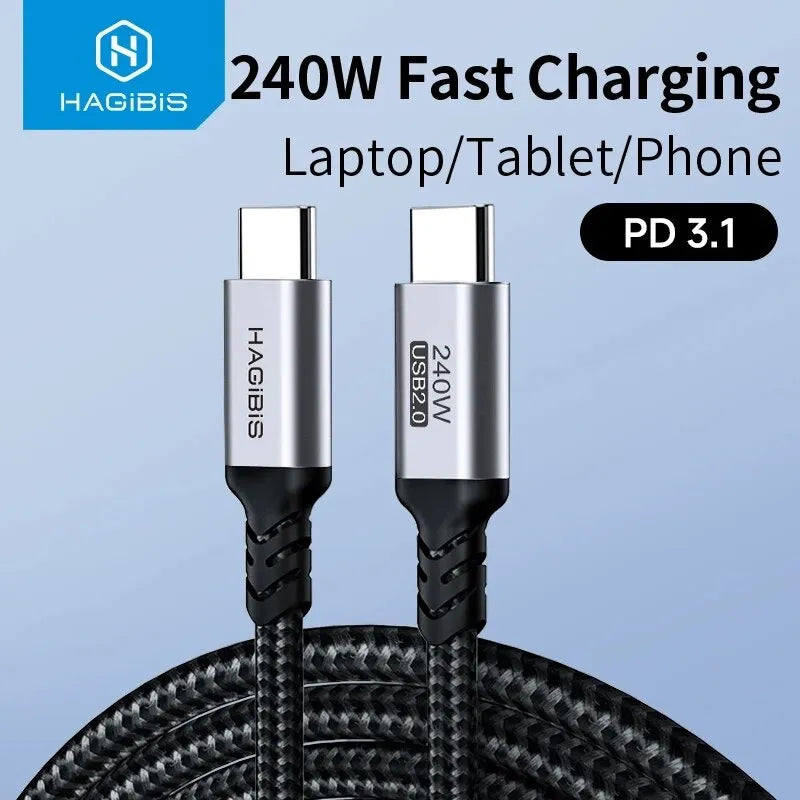 O2W SELECTION HAGIBIS UC2 USB2.0 Type-C 240w Charging Cable 2m,Grey