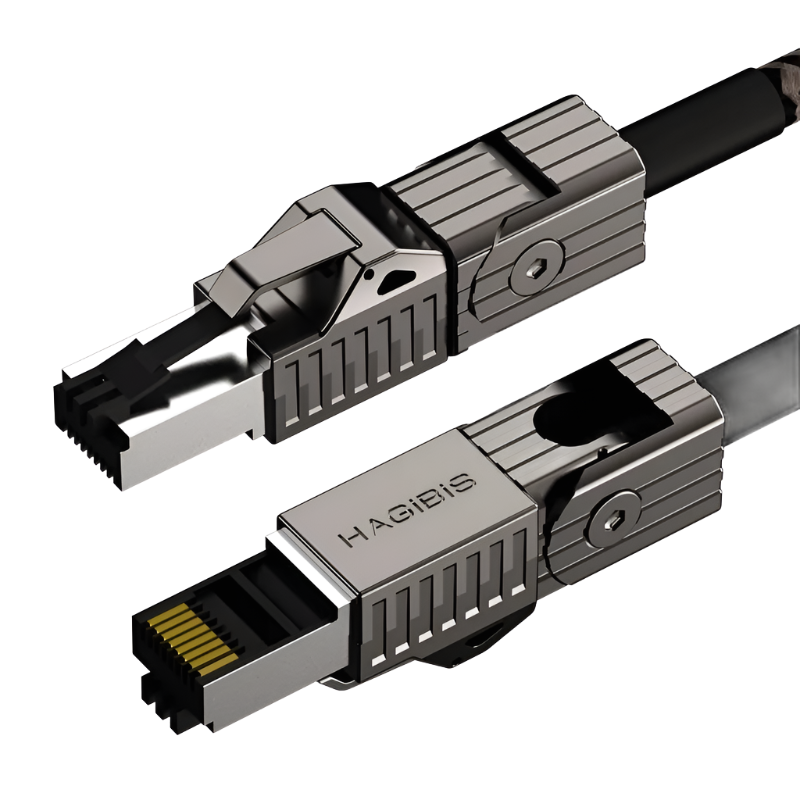 O2W SELECTION HAGIBIS ENC01 Zinc Alloy 90-Degree Bend Material Ethernet Cable, Black