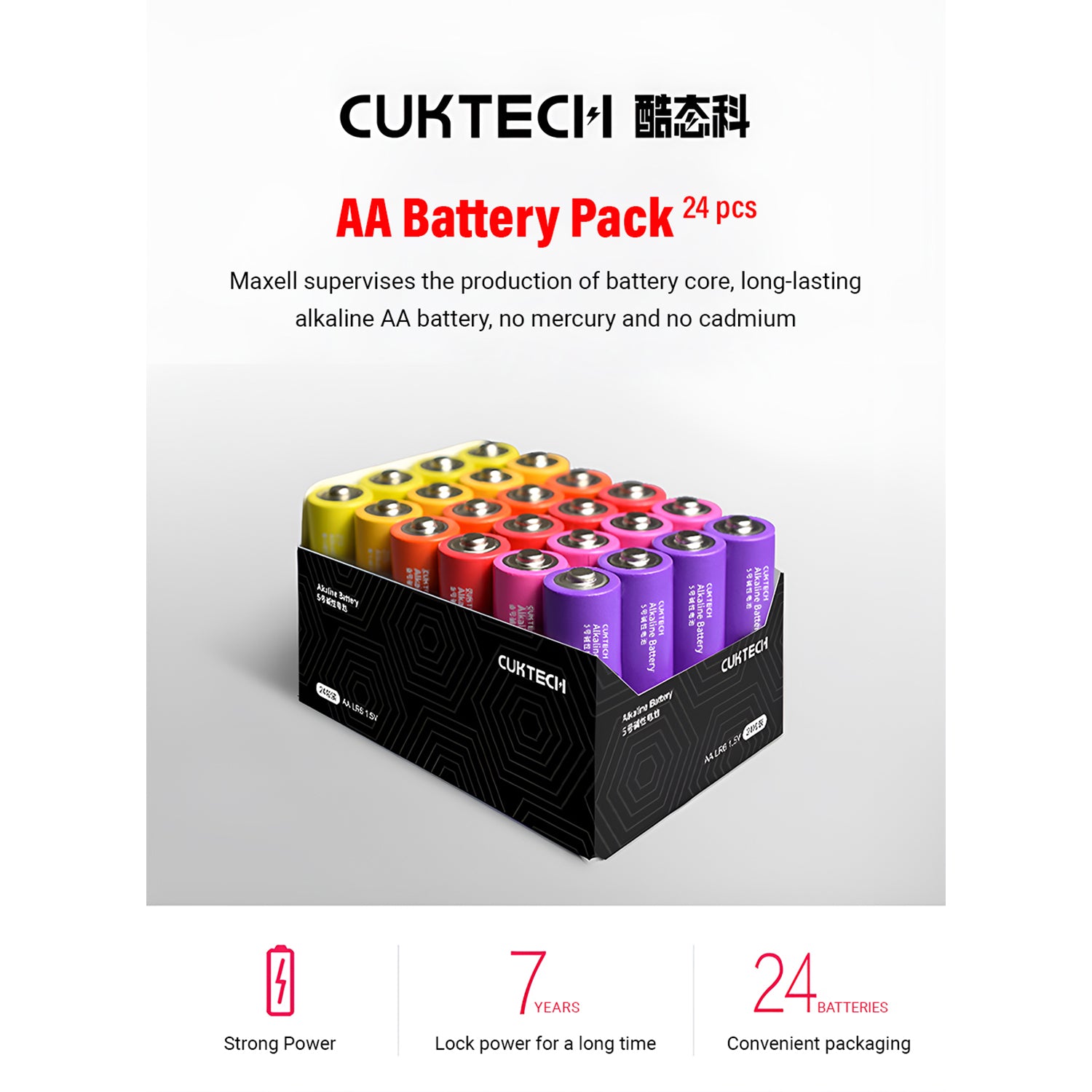 O2W SELECTION CUKTECH B08 Alkaline Battery AA LR6 1.5V 24pcs