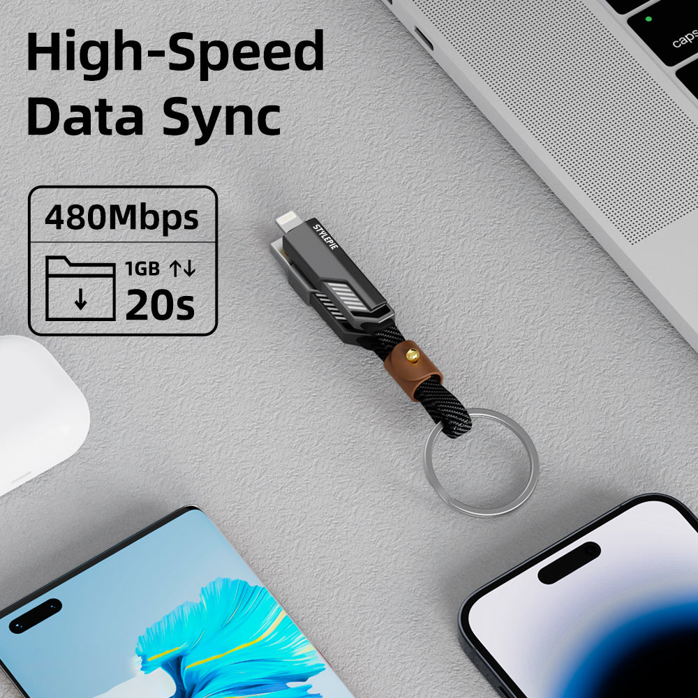 O2W SELECTION STYLEPIE C71 240W 4-in-1 Keychain Version Fast Charge Data Cable