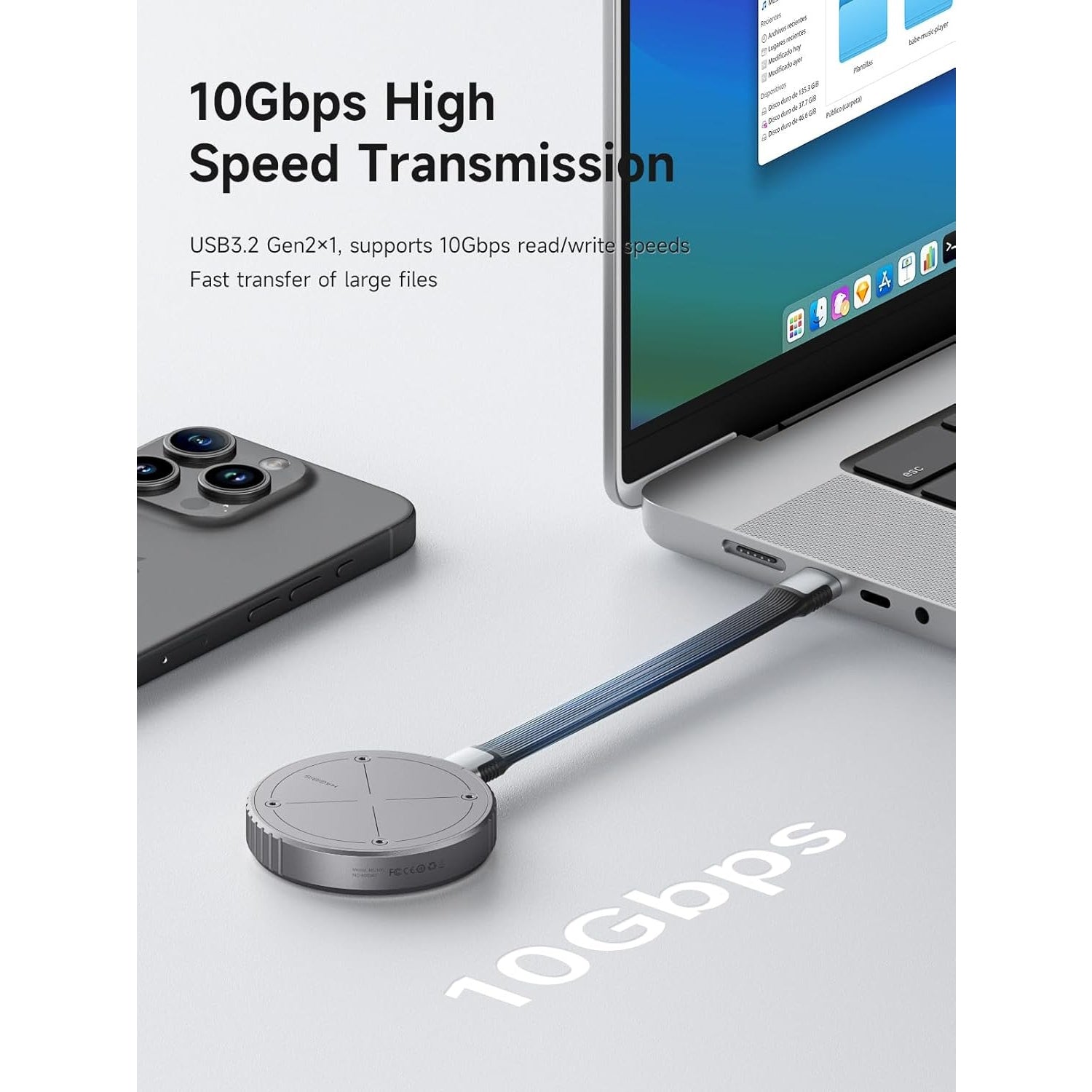 O2W SELECTION HAGIBIS MC100 M.2 USB3.2 Gen2(10Gbps) PD100W SSD Enclosure With Magsafe, Grey