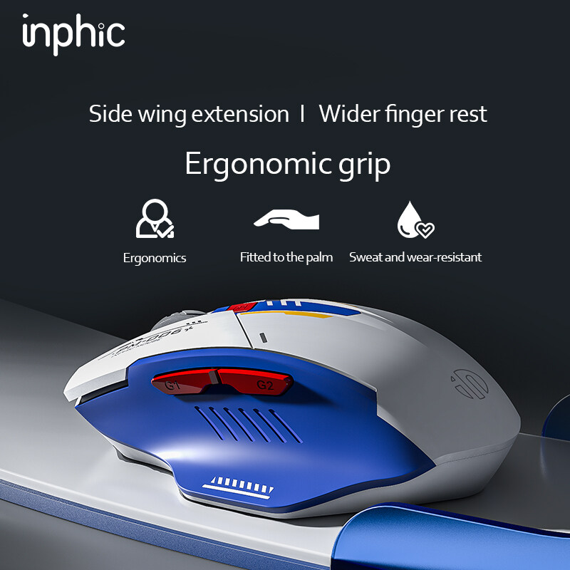 O2W SELECTION INPHIC F9 Wireless Triple Mode Bluetooth Silent Mecha Gaming Mouse, Gundam