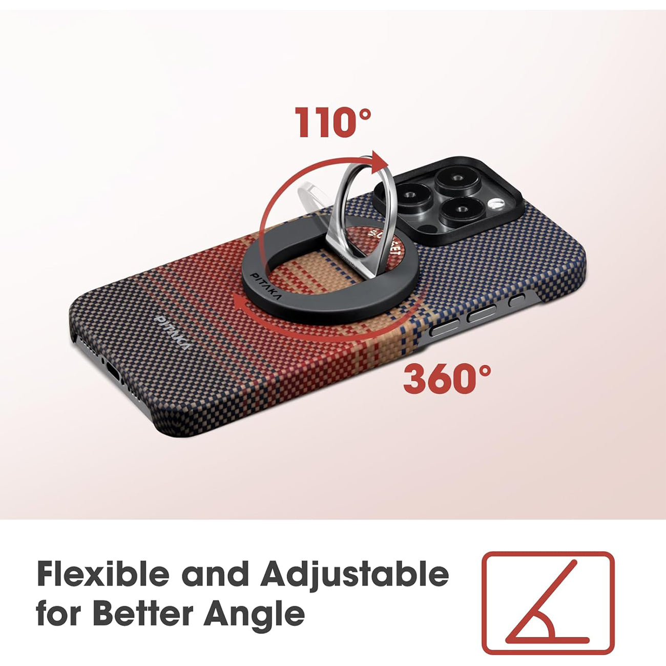 PITAKA MagEZ Grip 2 MagSafe Compatible Aramid Fiber Phone Ring with NFC function