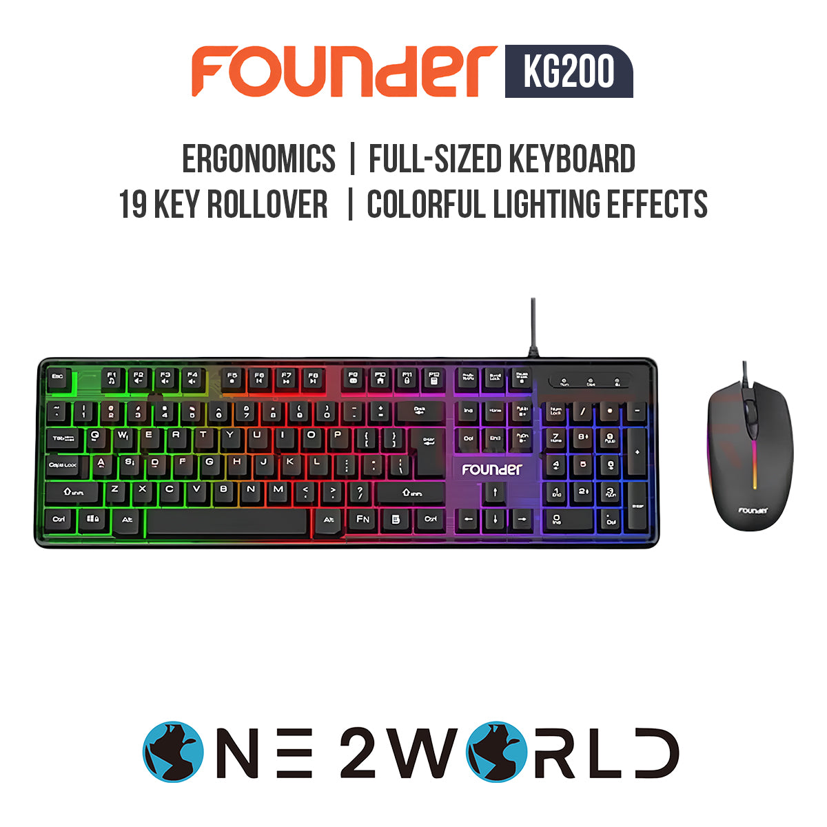O2W SELECTION FOUNDER KG200 Wired Gaming Keyboard and Mouse Bundle