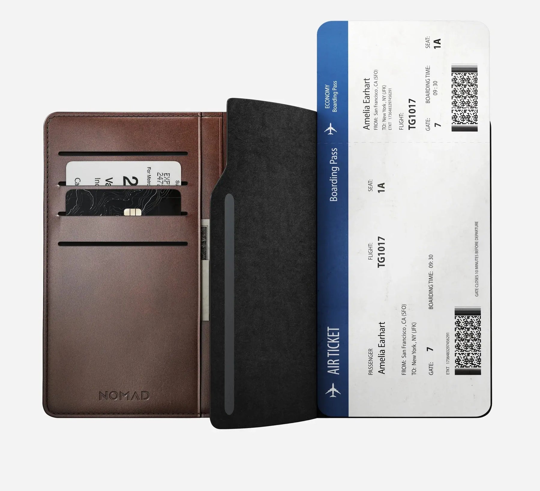 NOMAD Passport Wallet By Horween® Leather Standard / Pen Edition - Premium Travel Wallet with 4 Card Slots, Boarding Pass Holder, 3 Larger Compartments, Quick-Access Flap, and Microfiber Lining