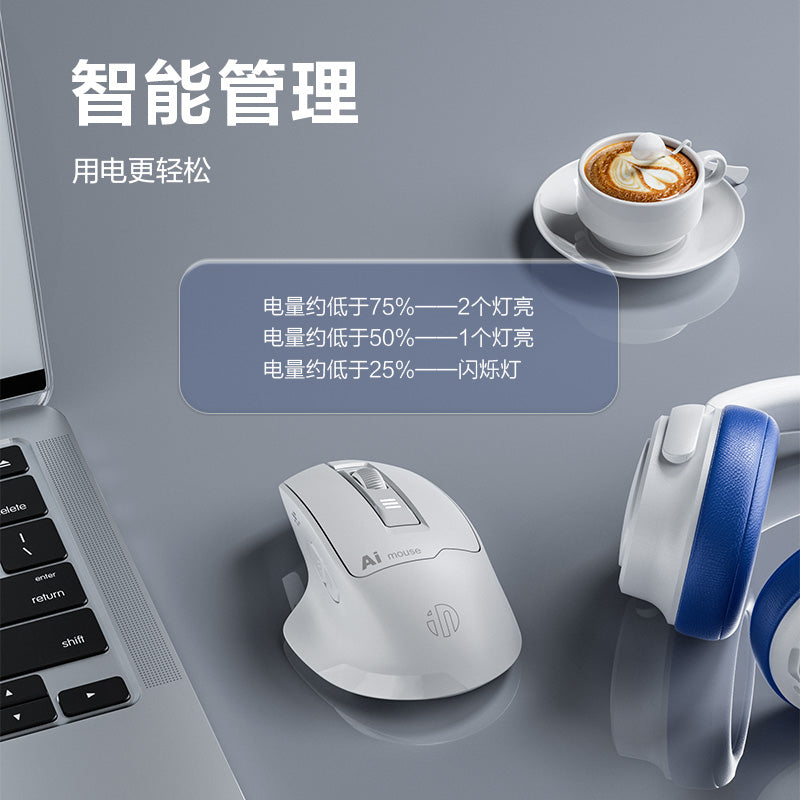 O2W SELECTION INIPHIC S6 Voice- Controlled silent, Bluetooth Intelligent Voice Mouse, White