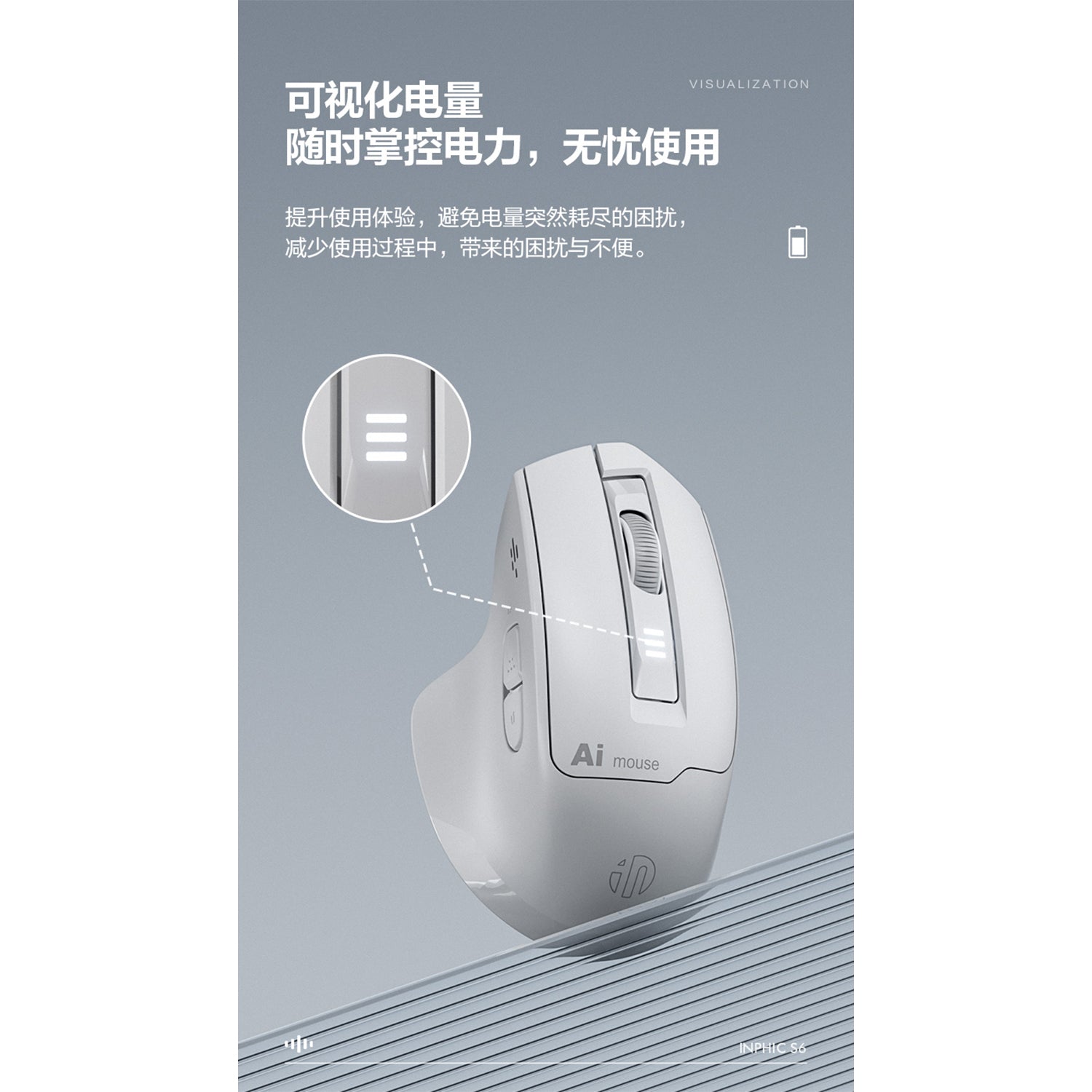 O2W SELECTION INIPHIC S6 Voice- Controlled silent, Bluetooth Intelligent Voice Mouse, White