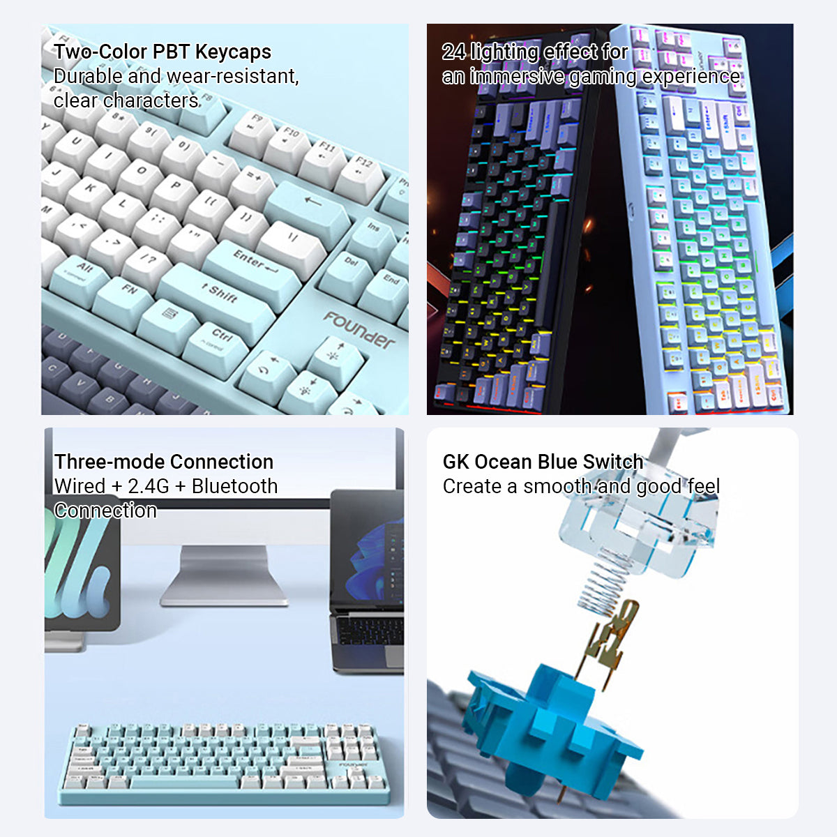 O2W SELECTION FOUNDER GK87 Three-mode Mechanical Keyboard