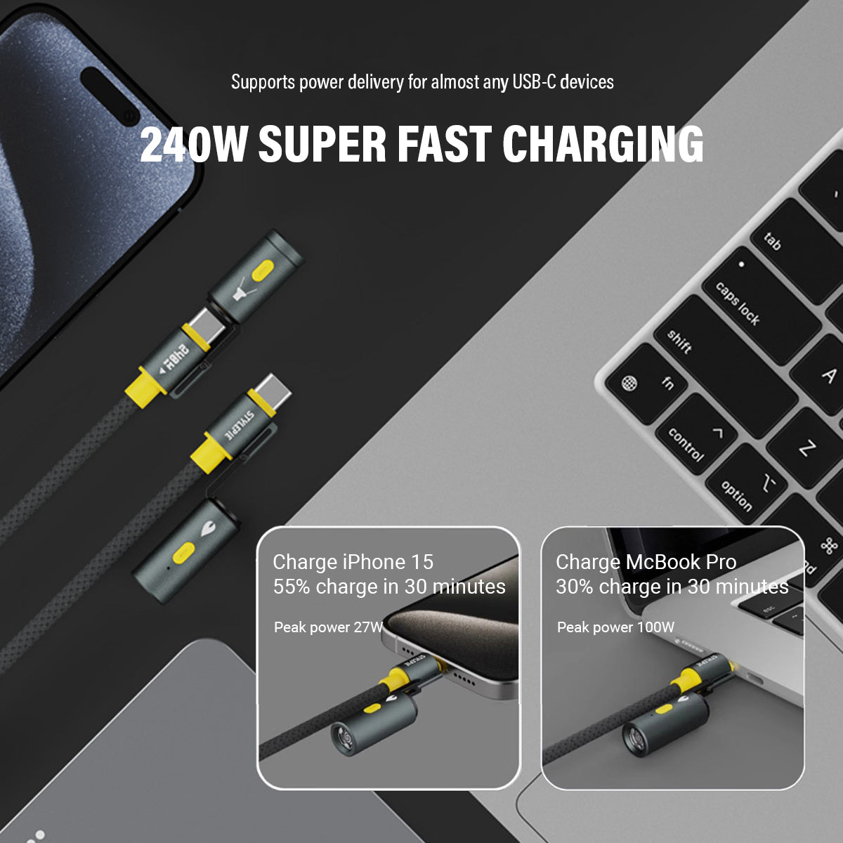 O2W SELECTION STYLEPIE Elf Battle Victory Series C82-S 240w 4-in-1 Lighther Data Cable