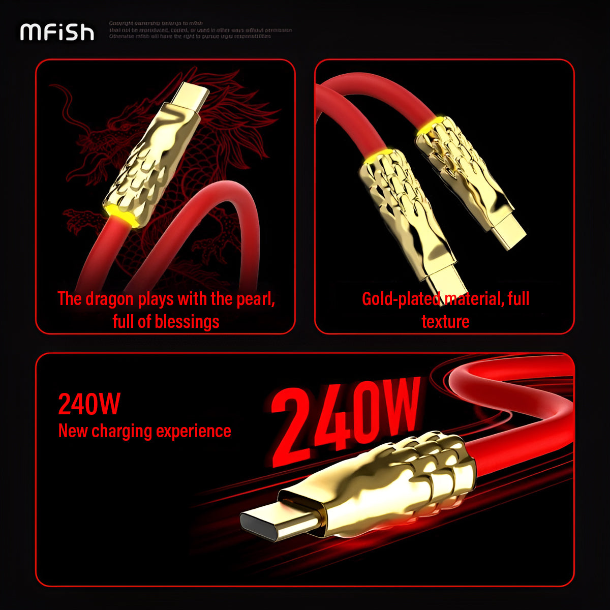 MFISH Colorful Dragon 30W C to L | 240W C to C  Silicone Data Cable