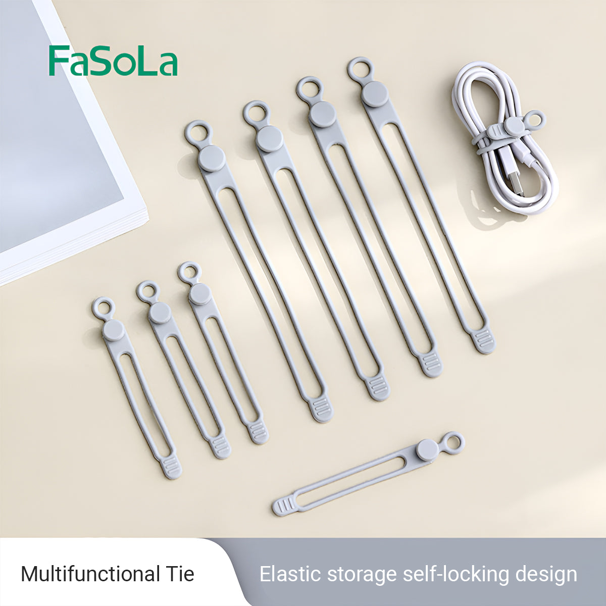 FaSoLa Multifunctional Zip Ties (6PCS), Grey