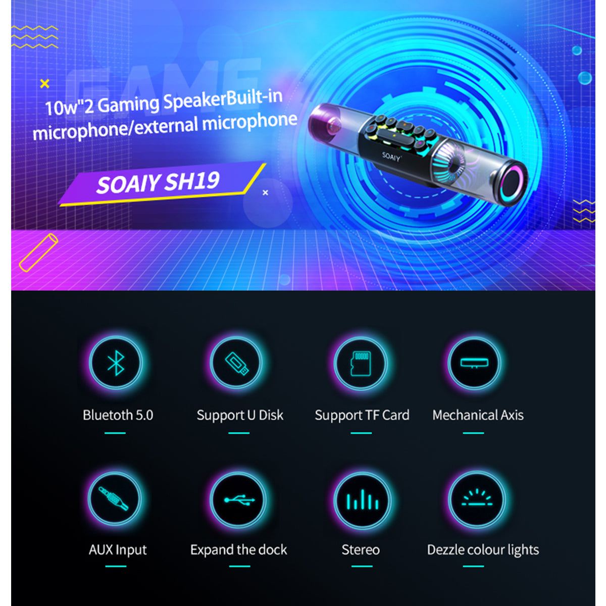 O2W SELECTION SOAIY SH19S Gaming-Grade Bluetooth Speaker