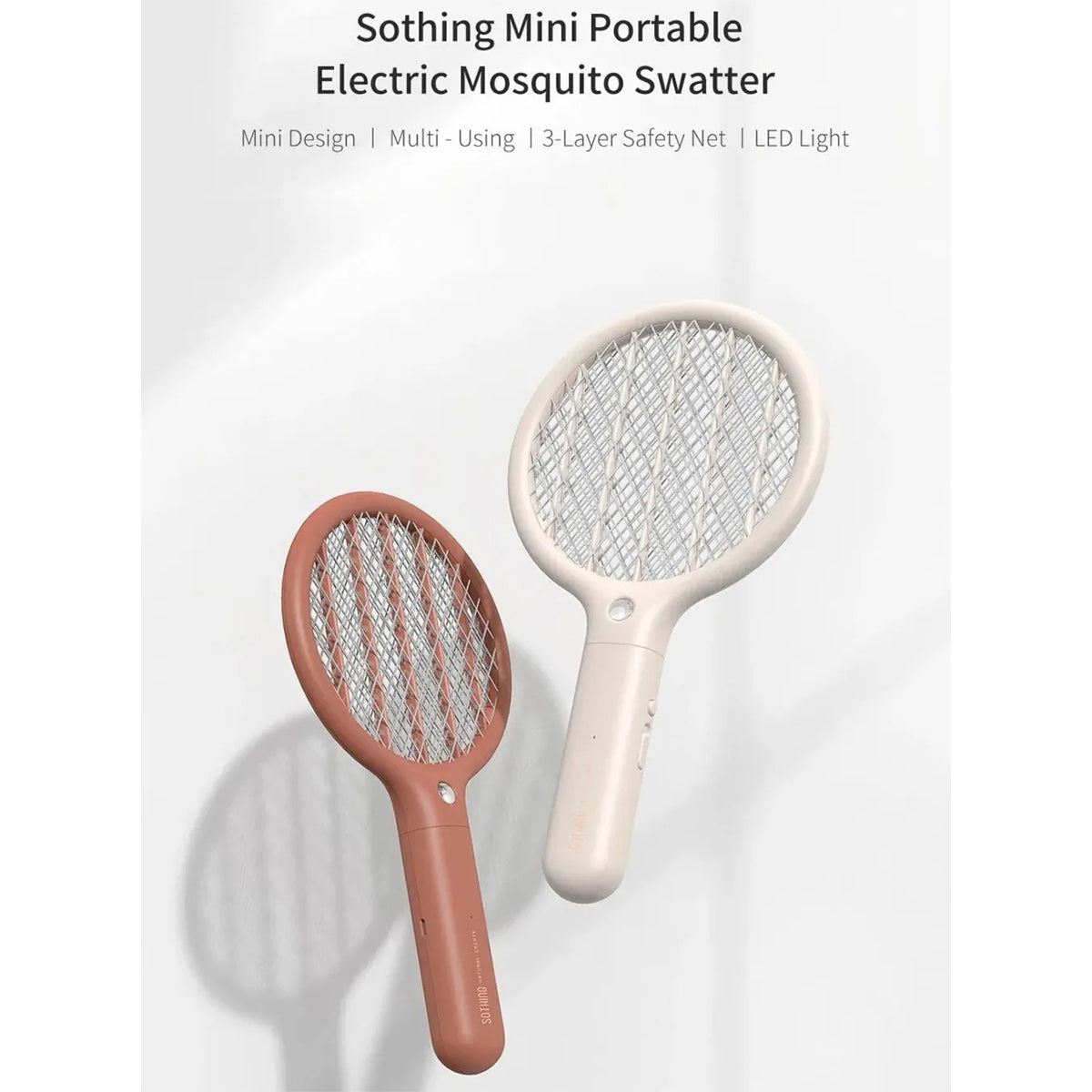 O2W SELECTION SOTHING Mini Electric Mosquito Swatter, White