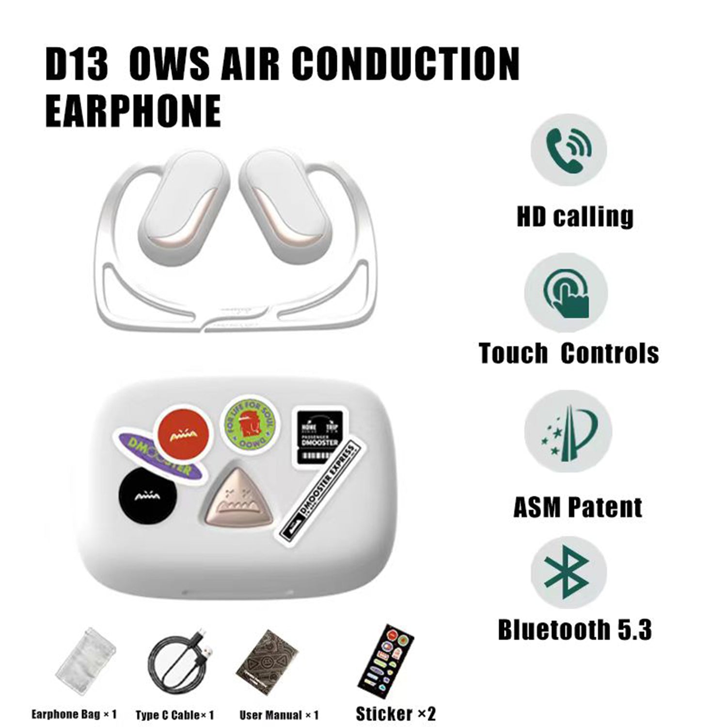 O2W SELECTION DMOOSTER D13 Open-Ear Bluetooth 5.3 Wireless Earphones