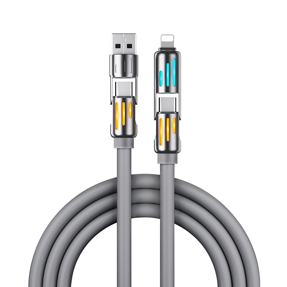 O2W SELECTION XIAOSHANG 240W 4-in-1 Liquid Silicone Super Fast Charging Data Cable 1.5m