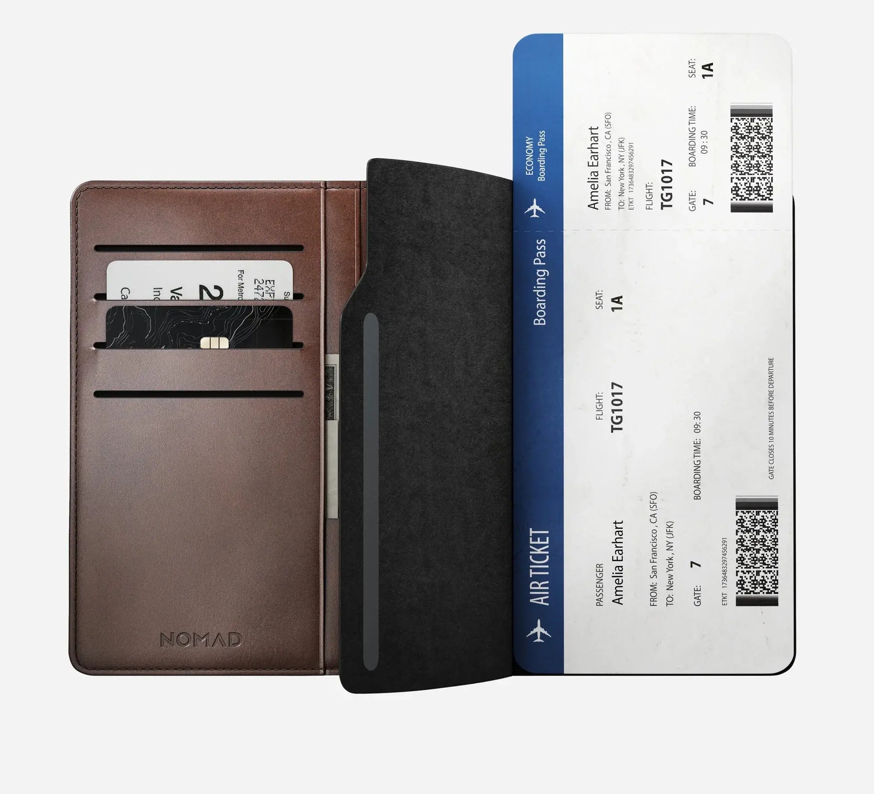 NOMAD Passport Wallet By Horween® Leather Standard / Pen Edition - Premium Travel Wallet with 4 Card Slots, Boarding Pass Holder, 3 Larger Compartments, Quick-Access Flap, and Microfiber Lining